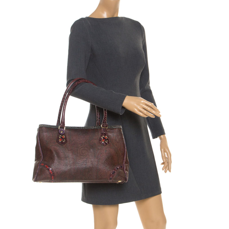 

Etro Multicolor Paisley Printed Coated Canvas Tote