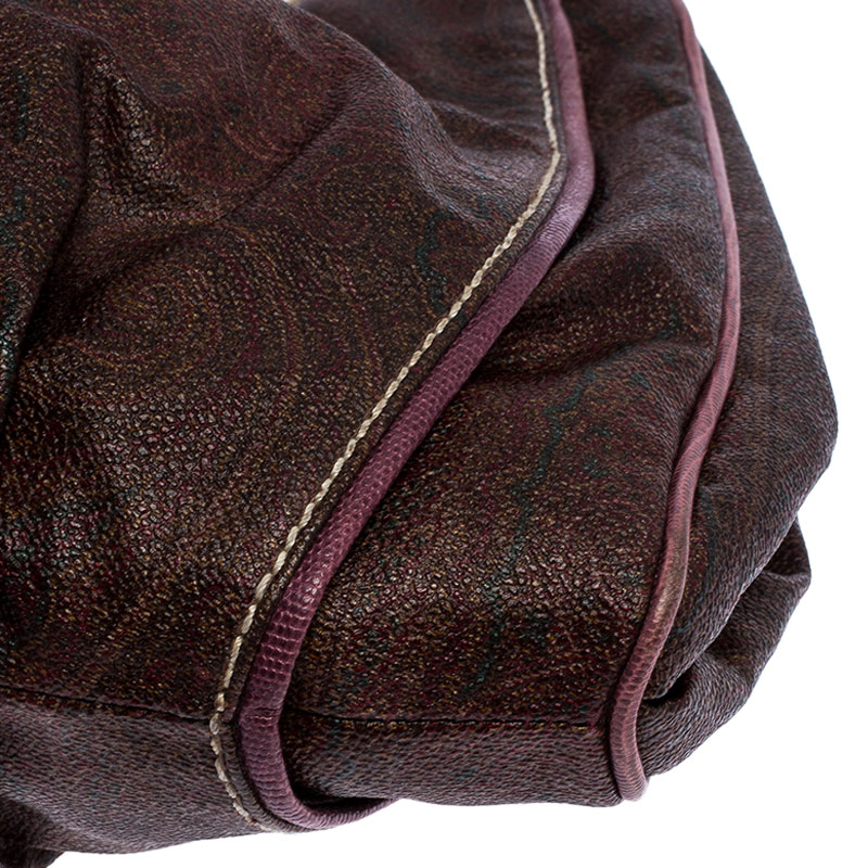 Pre-owned Etro Brown Paisley Printed Coated Canvas Hobo