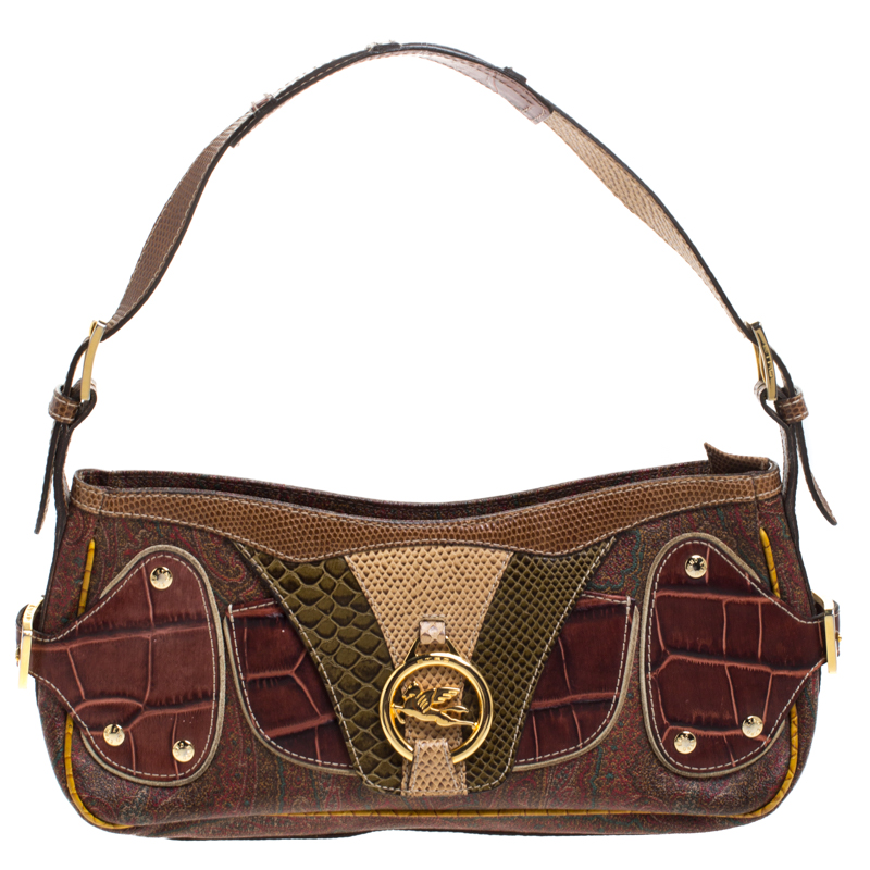 Etro Multicolor Paisley Print Coated Canvas and Leather Shoulder Bag Etro