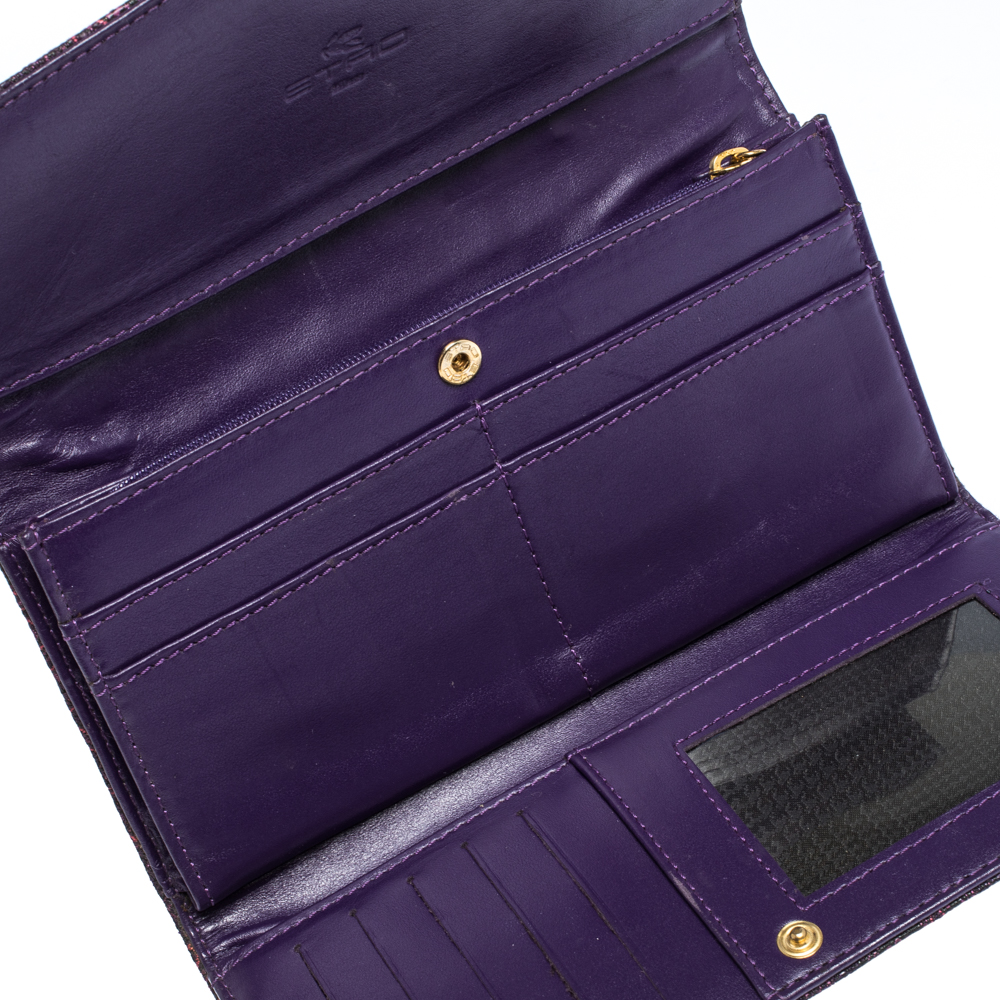 

Etro Purple Paisley Nylon Continental Wallet