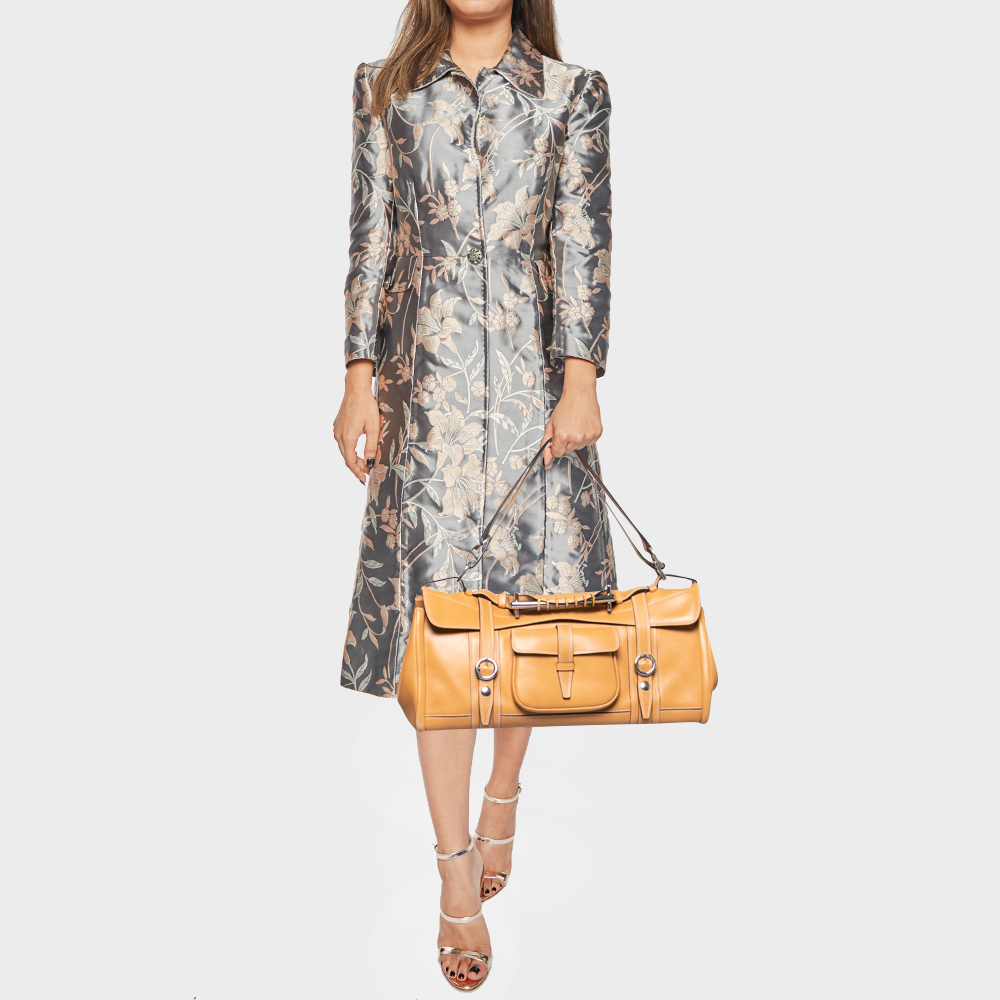 

Etro Beige Leather Front Pocket Top Handle Bag