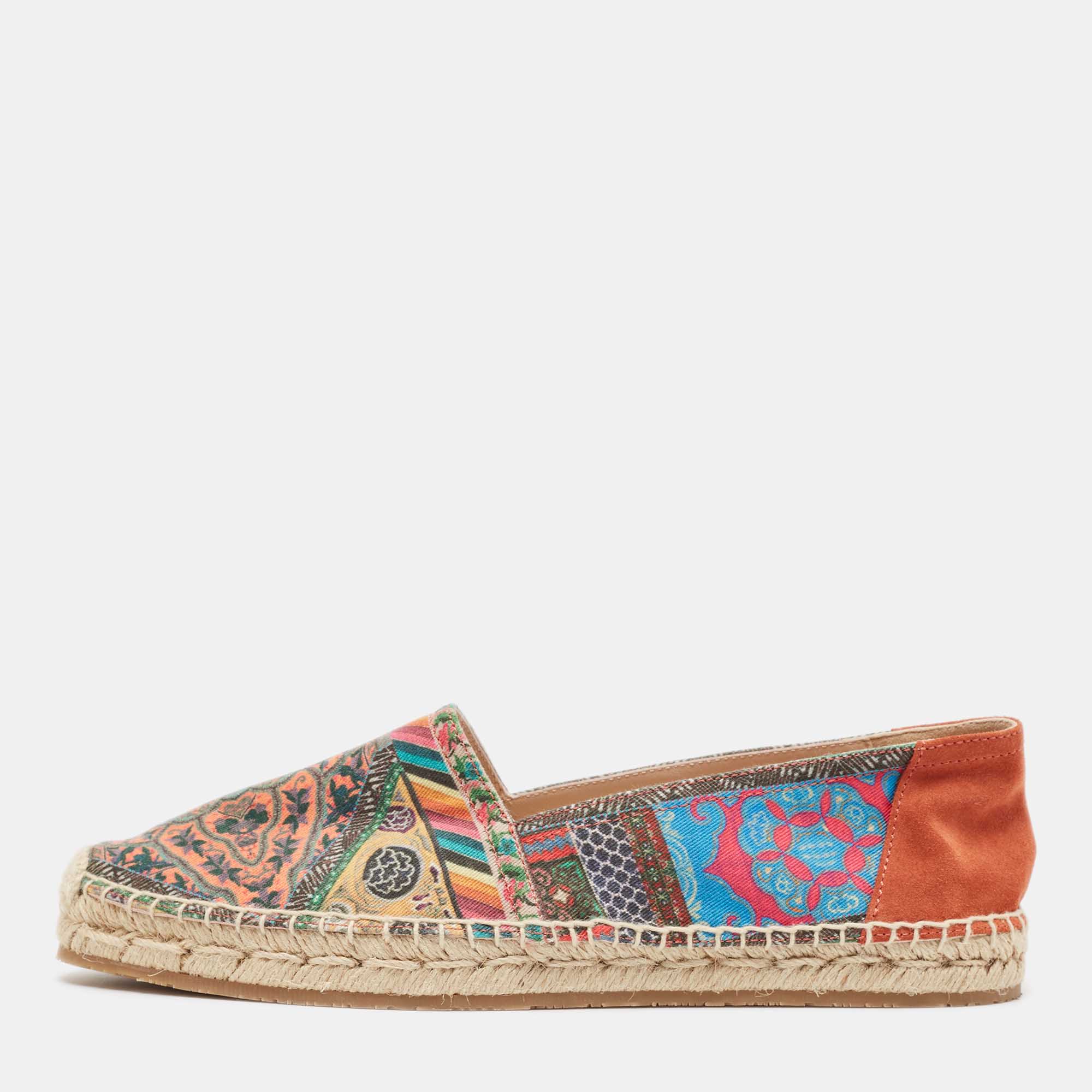 

Etro Multicolor Canvas and Suede Espadrilles Flats Size