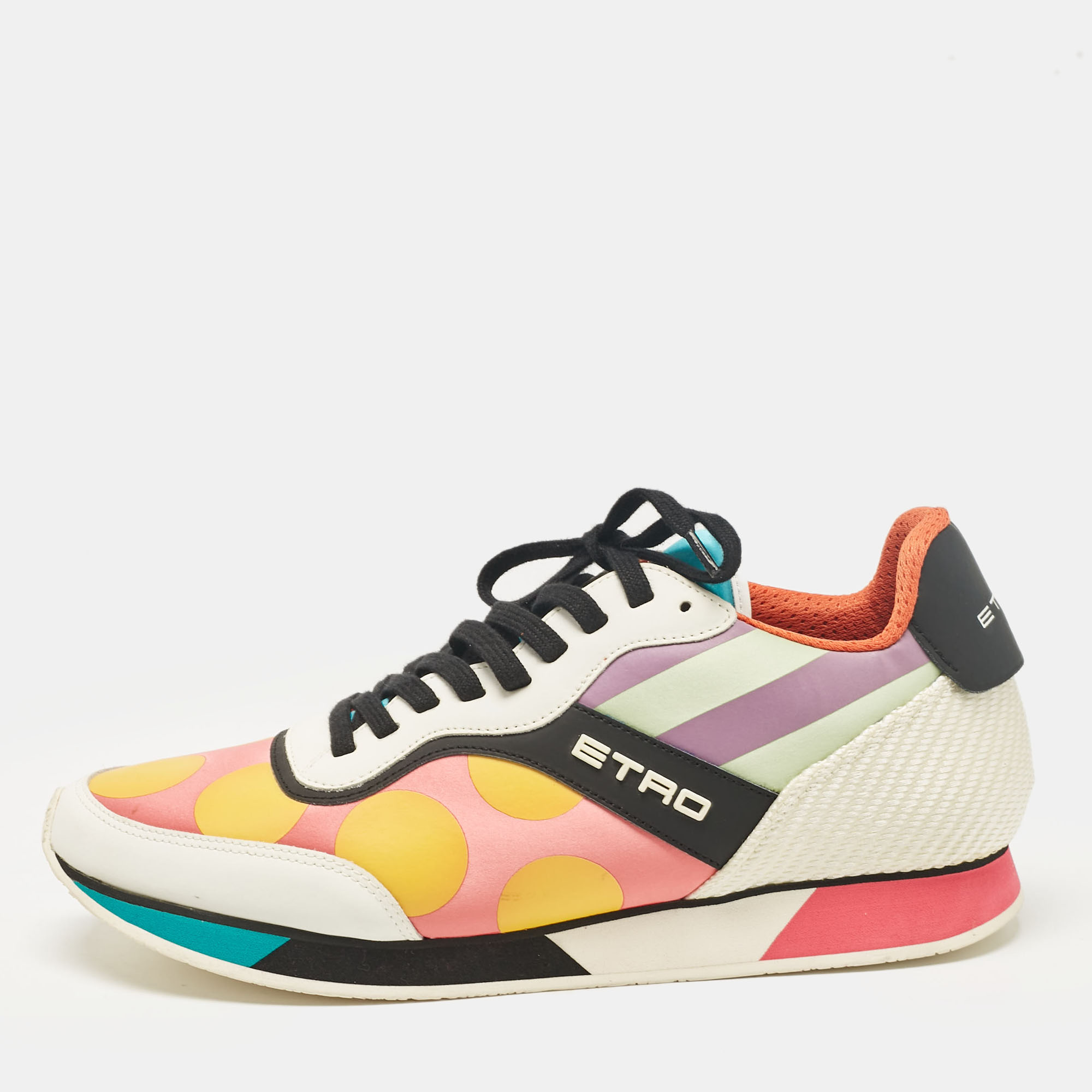 

Etro Multicolor Leather and Satin Lace Up Sneakers Size