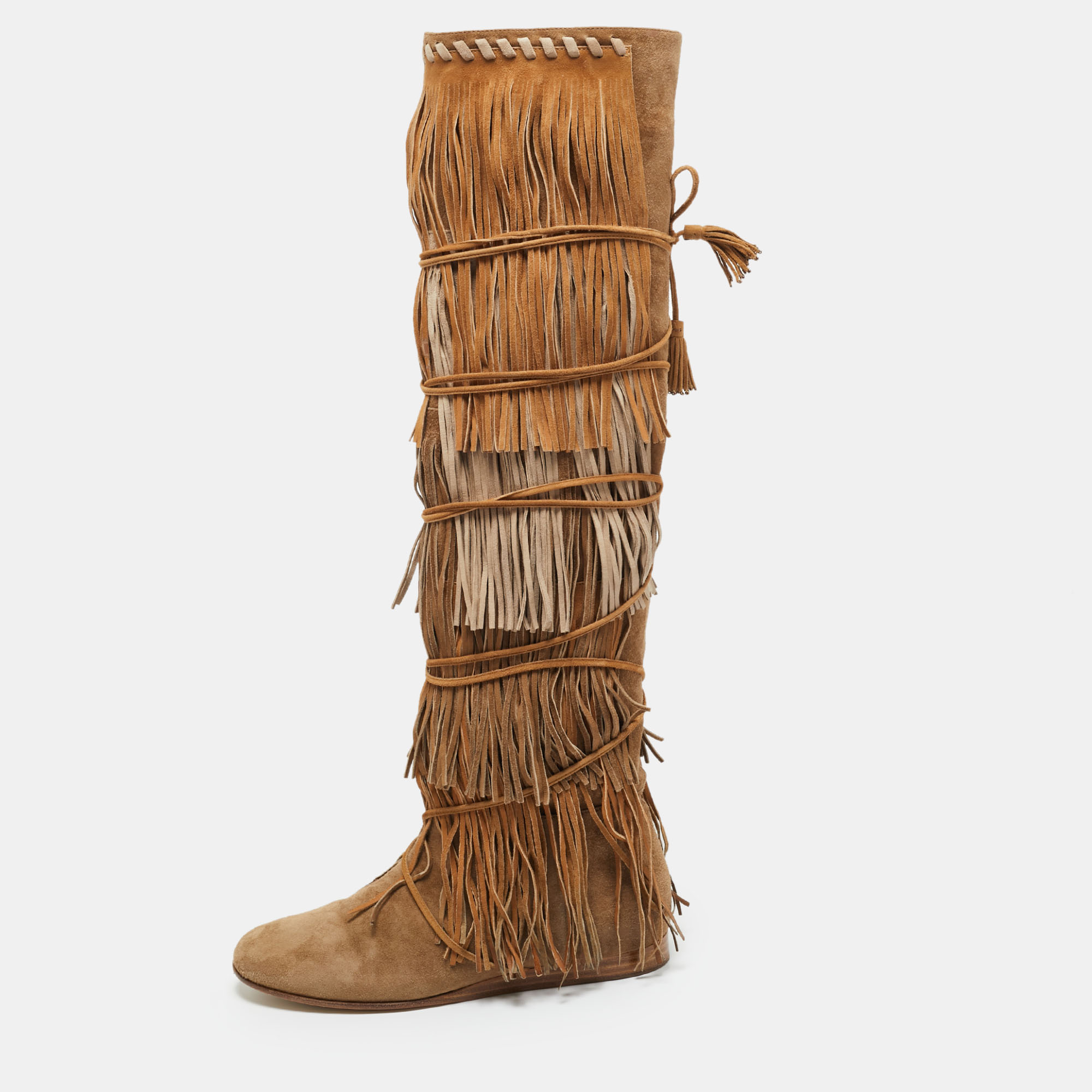 Etro Brown Suede Glastonbury Over The Knee Boots Size 36.5