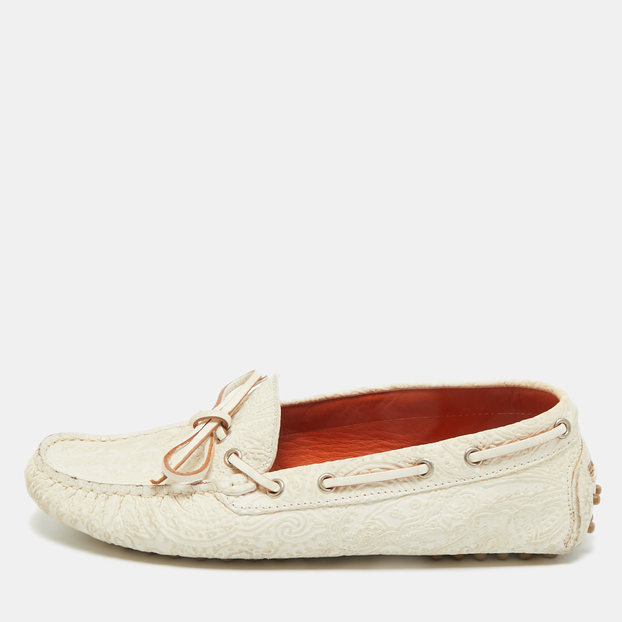 

Etro White Leather Slip On Loafers Size