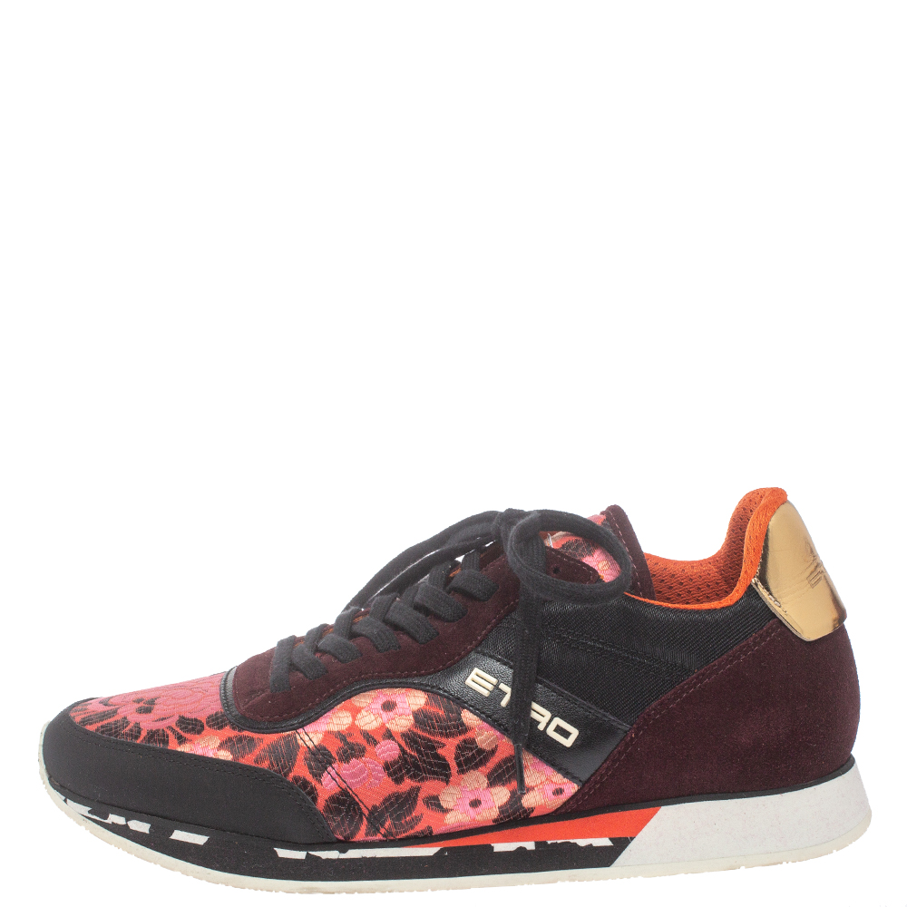 

Etro Multicolor Jacquard And Suede Sneakers Size