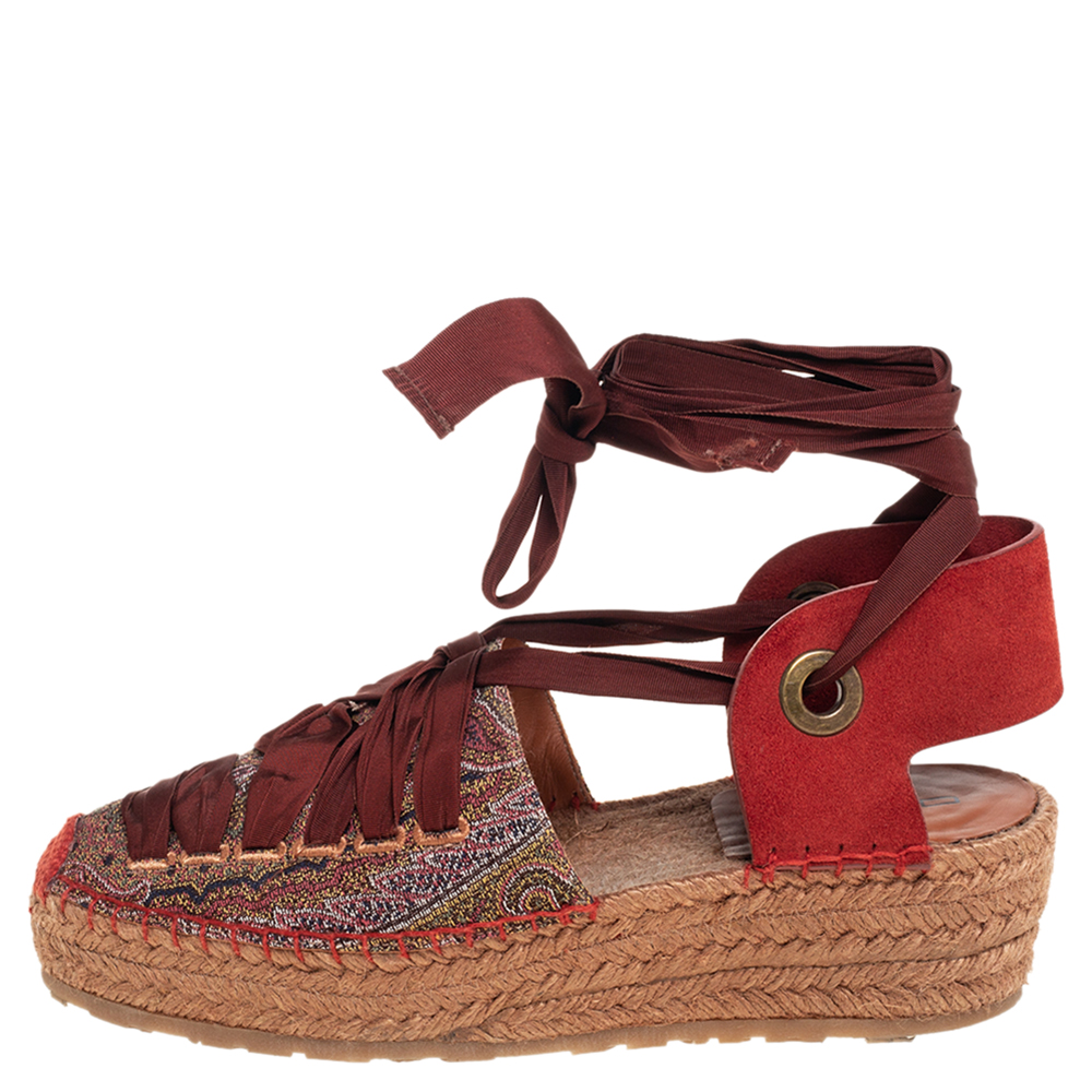 

Etro Brown Canvas And Suede Espadrille Sandals Side