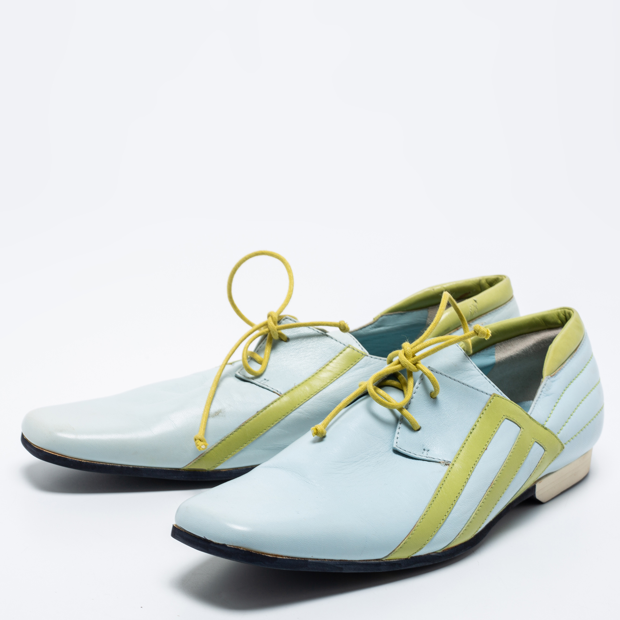 

Etro Green/Blue Leather Lace Oxfords Size