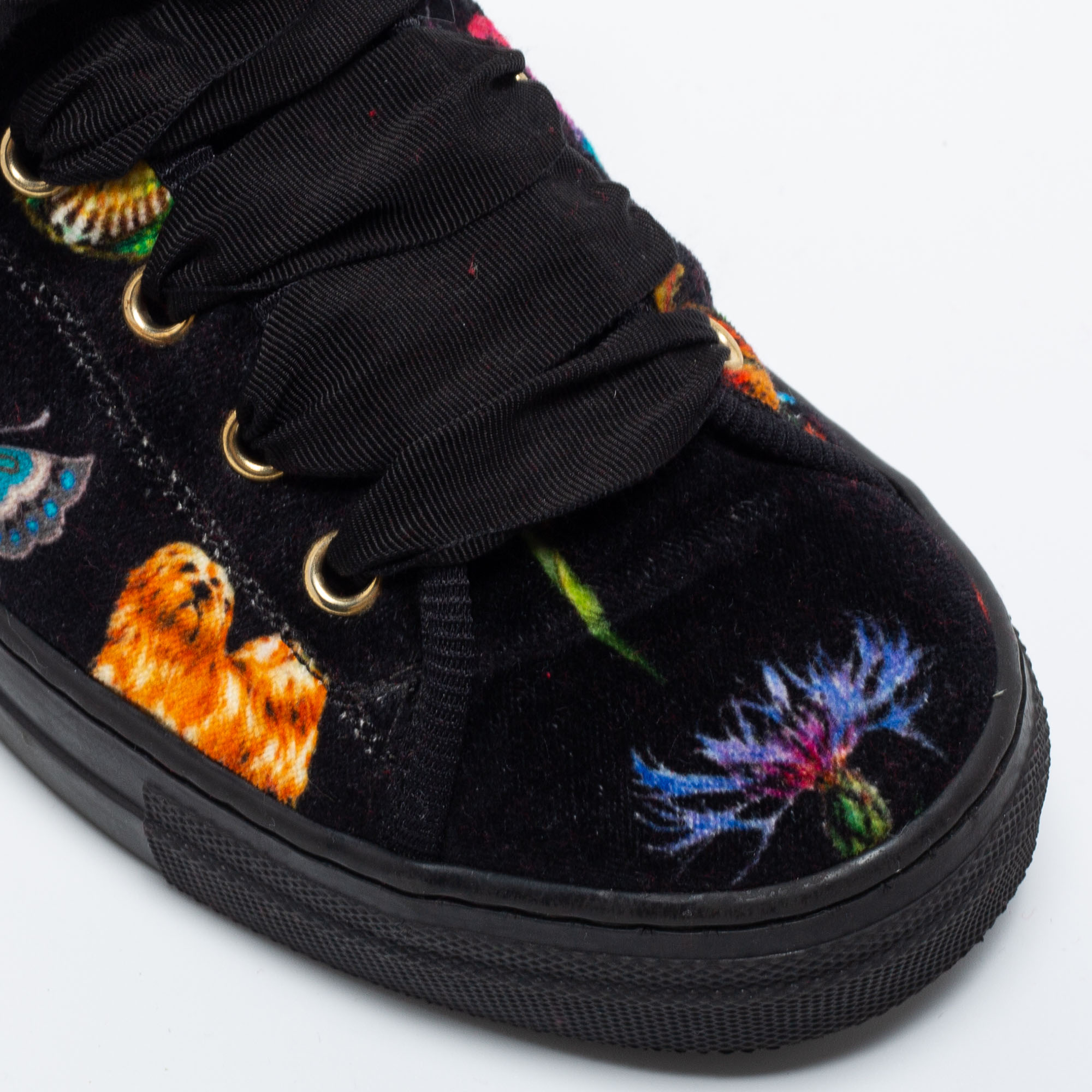 Etro Multicolor Velvet Low Top Sneakers Size 37 
