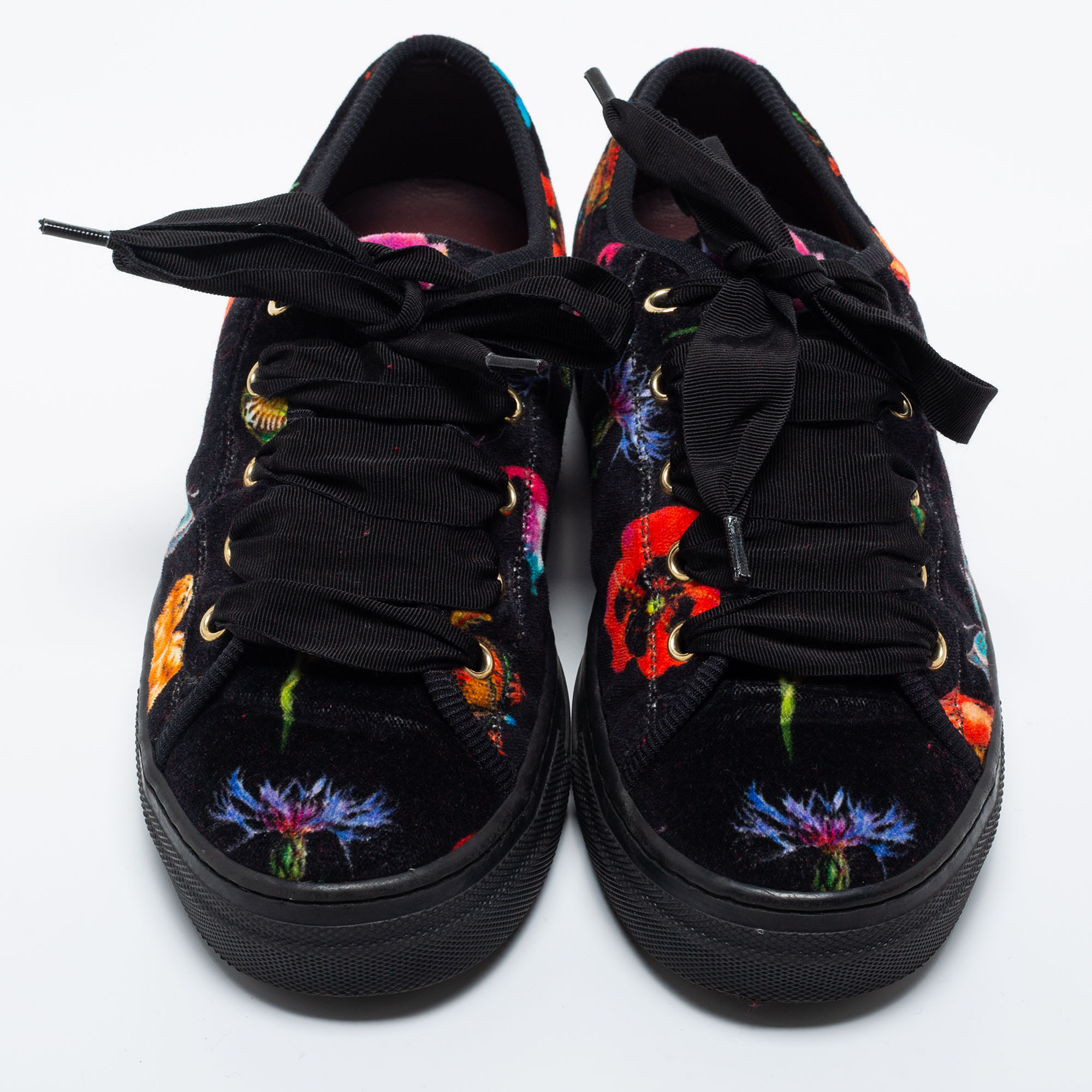 Etro Multicolor Velvet Low Top Sneakers Size 37 