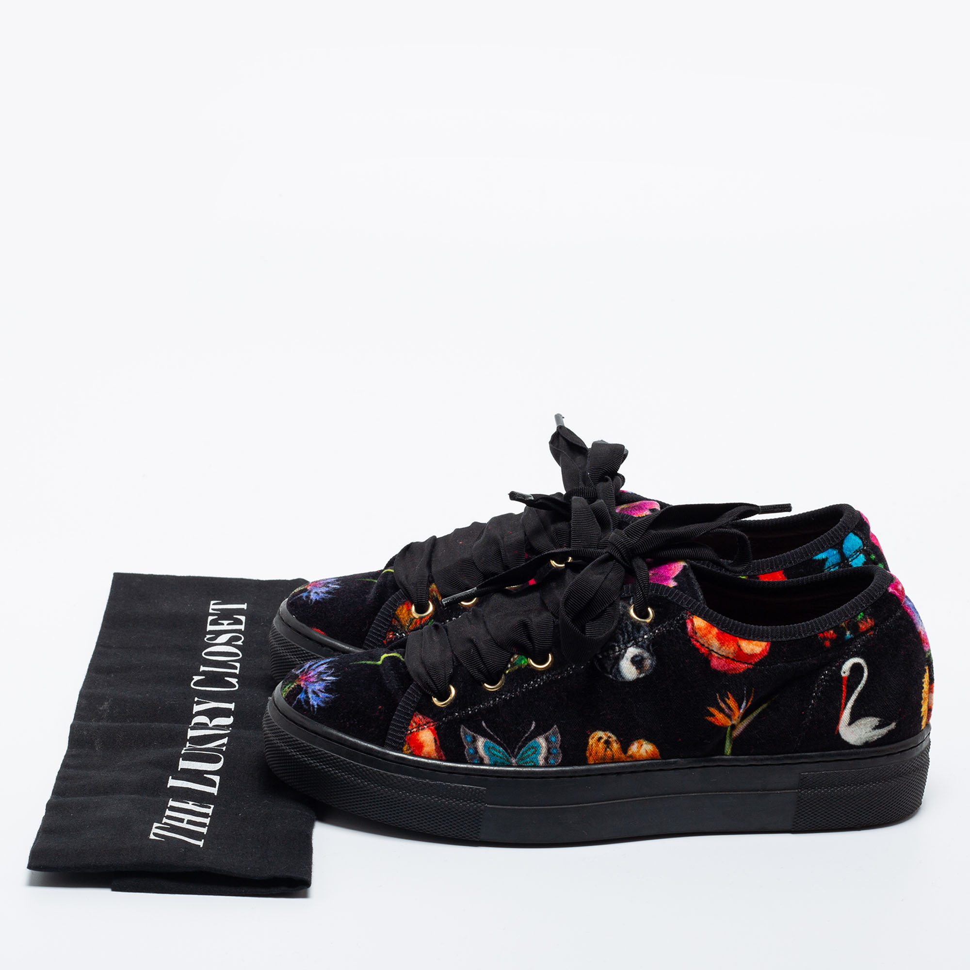 Etro Multicolor Velvet Low Top Sneakers Size 37 