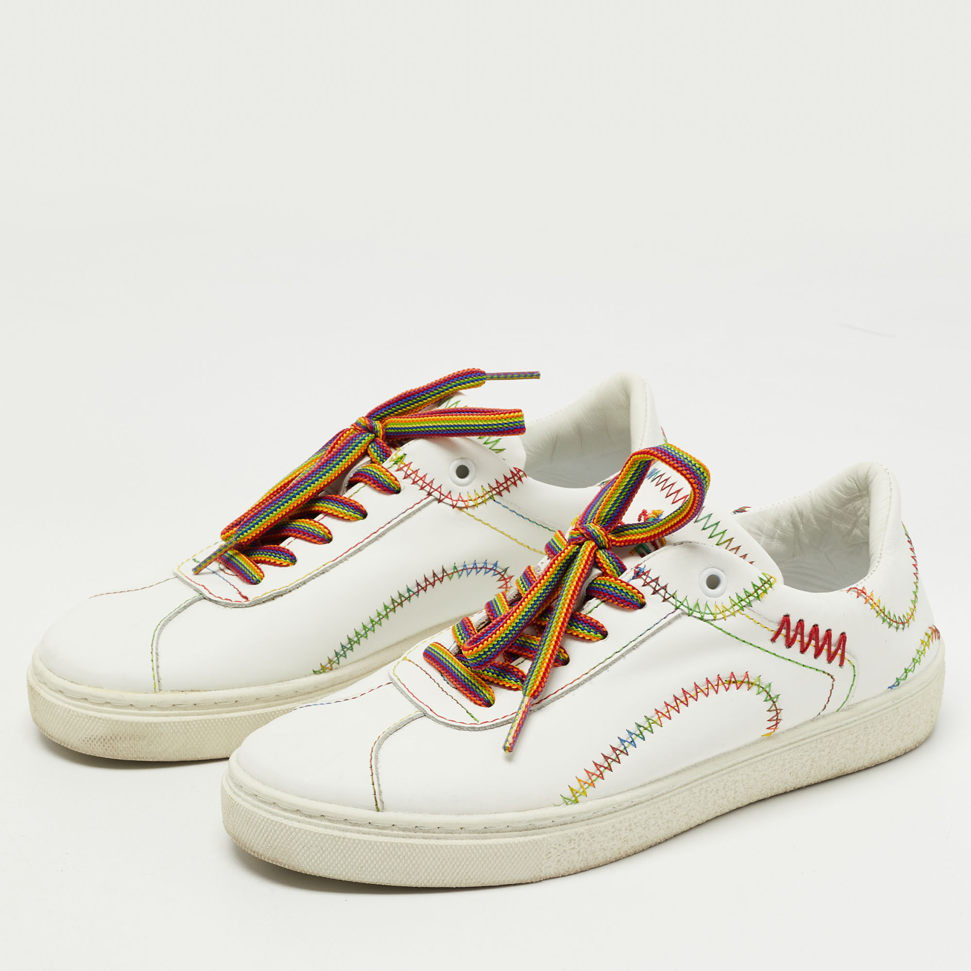 

Etro White Leather Paisley Lace Up Sneakers Size