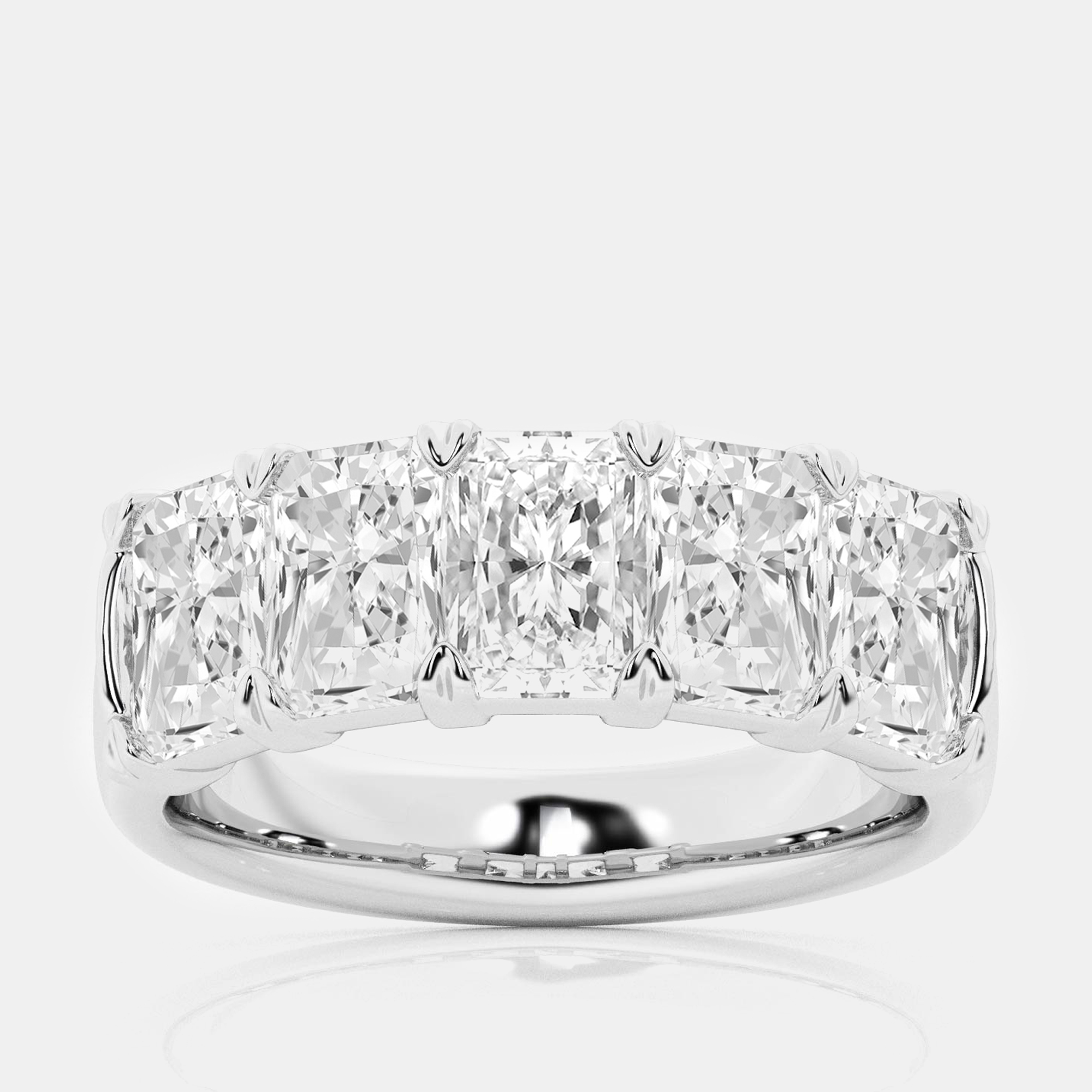 

14K White Gold Radiant Lab Grown Diamond Five-Stone Anniversary Band US 7 (5 ctw)