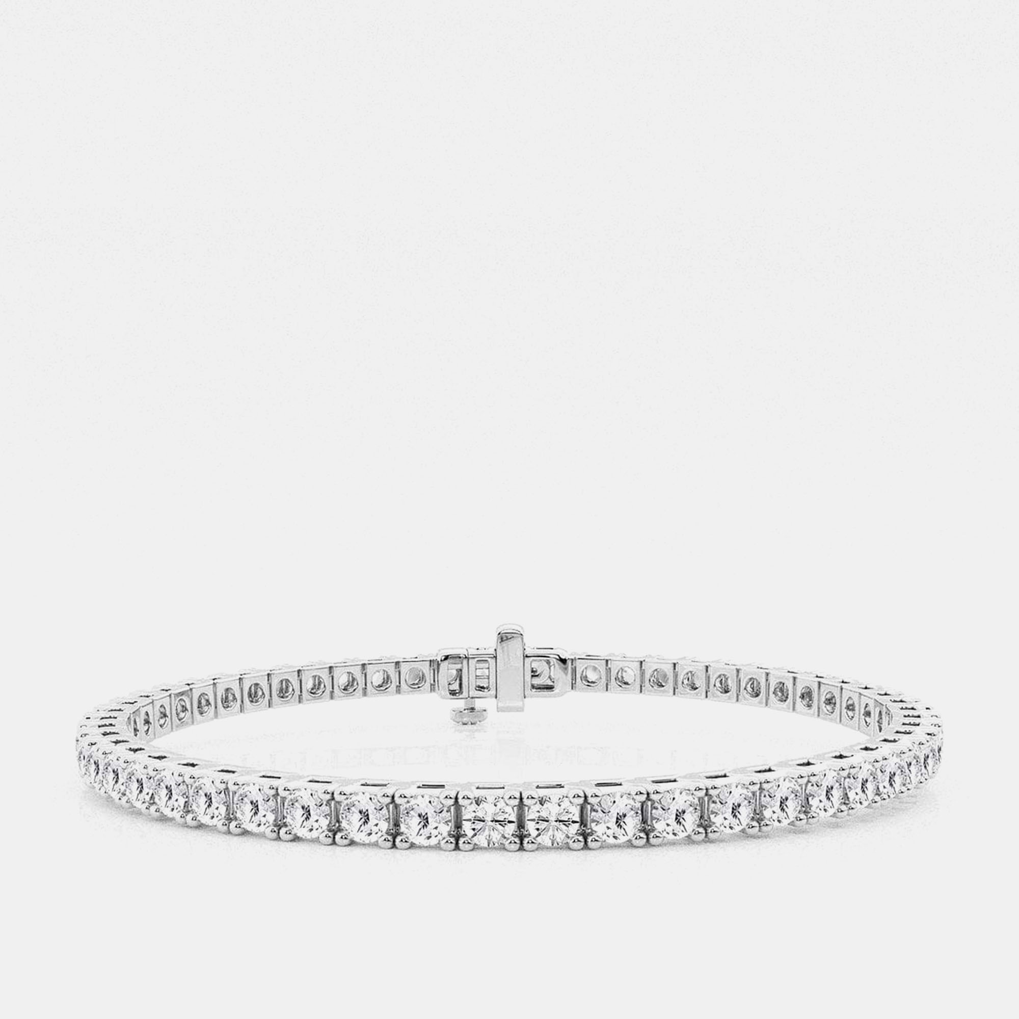 

14K White Gold Round Lab Grown Diamond Four Prong Box Tennis Bracelet (5 ctw)