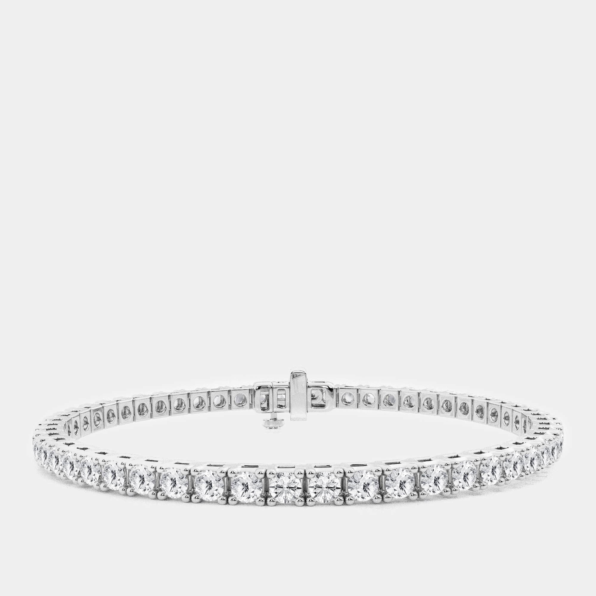 

14K White Gold Round Lab Grown Diamond Four Prong Box Tennis Bracelet (8 ctw)