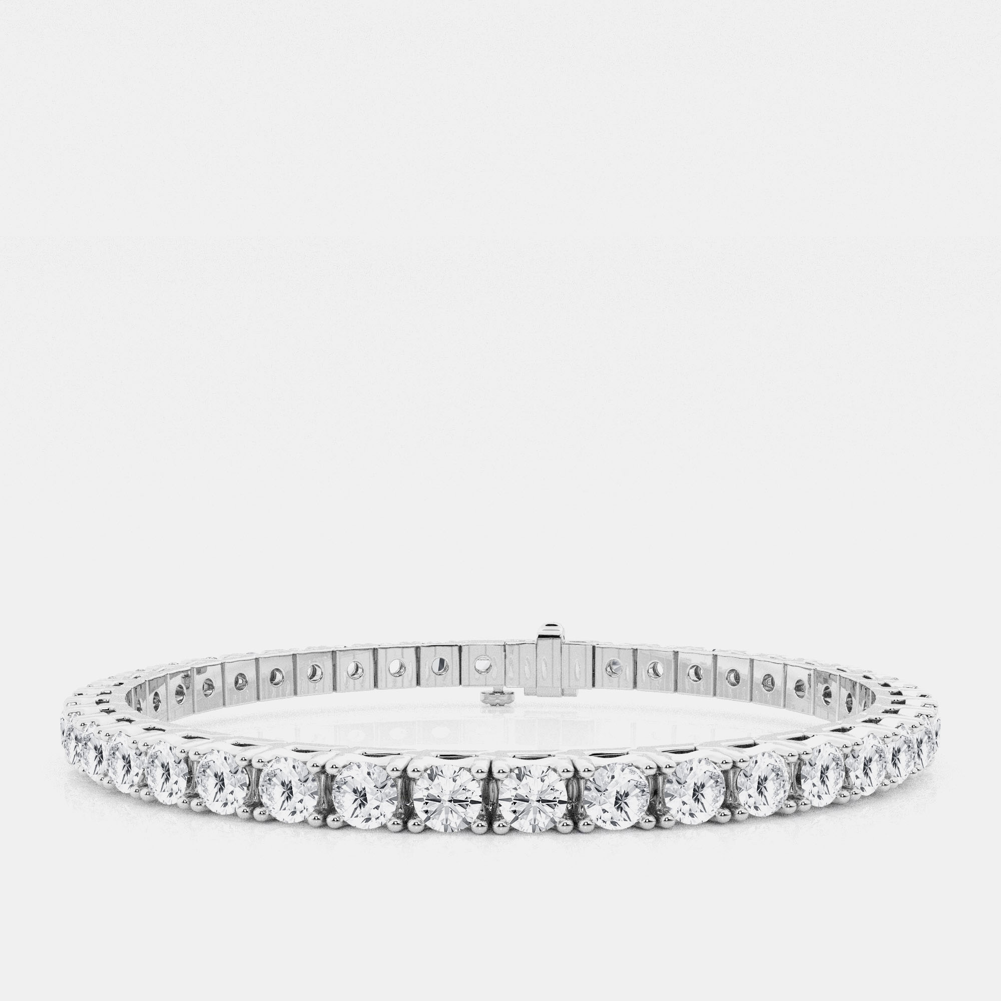 

14K White Gold Round Lab Grown Diamond Four Prong Box Tennis Bracelet (8 ctw)