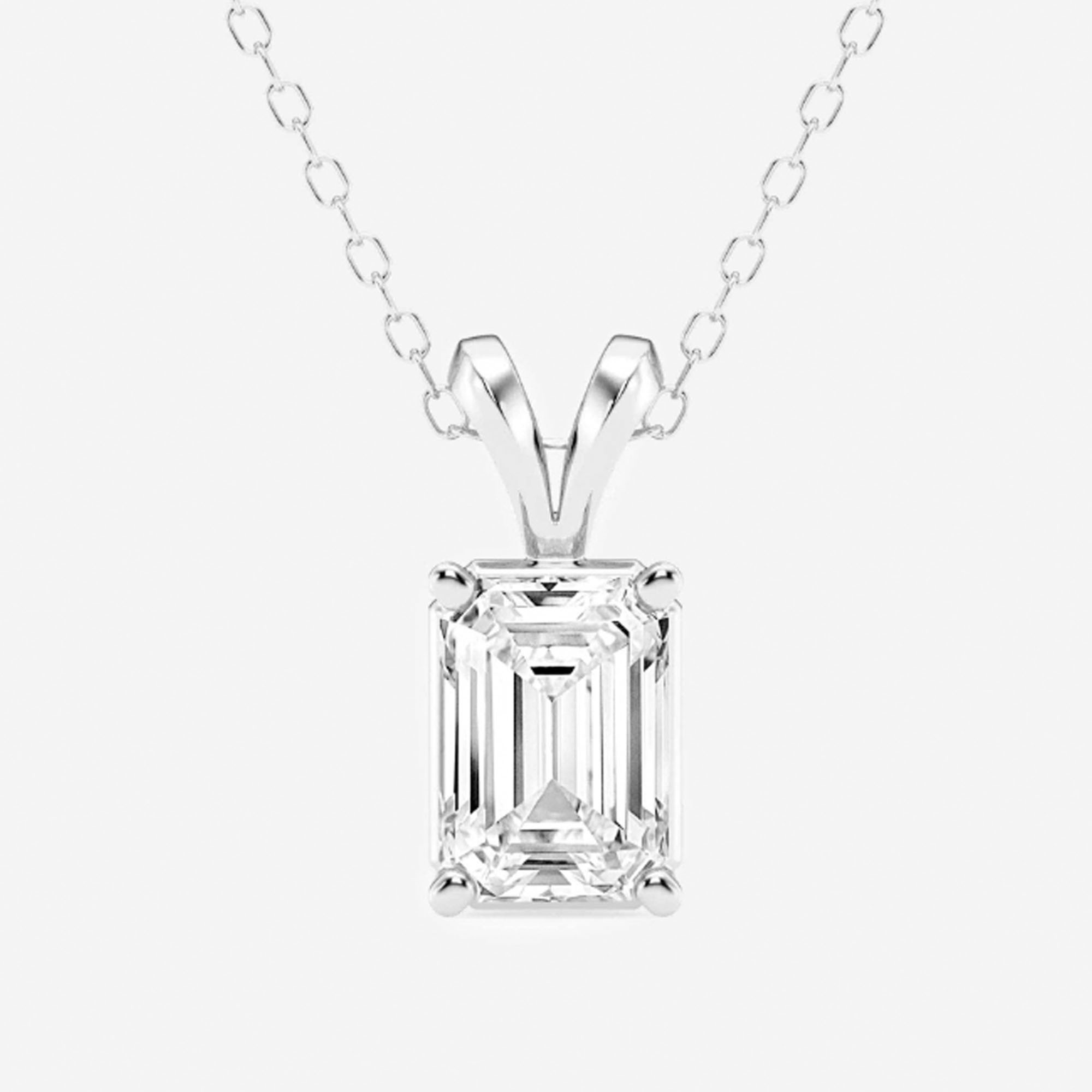 

14K White Gold Emerald Lab Grown Diamond Solitaire Pendant (1 1/2 ctw)