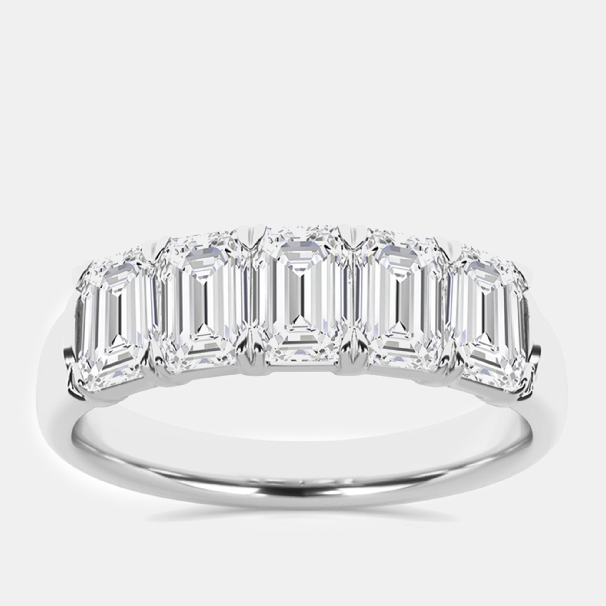 

14K White Gold Emerald Lab Grown Diamond Five-Stone Anniversary Band US 7 (2 ctw)