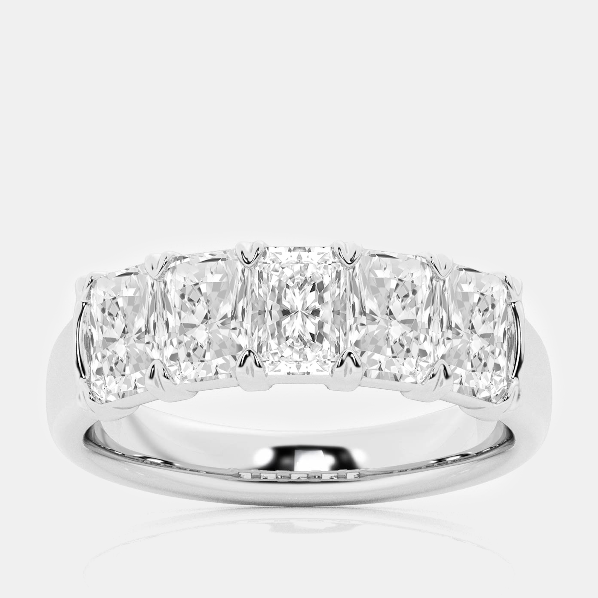 

14K White Gold Elongated Cushion Lab Grown Diamond Five-Stone Anniversary Band US 7 (5 ctw)