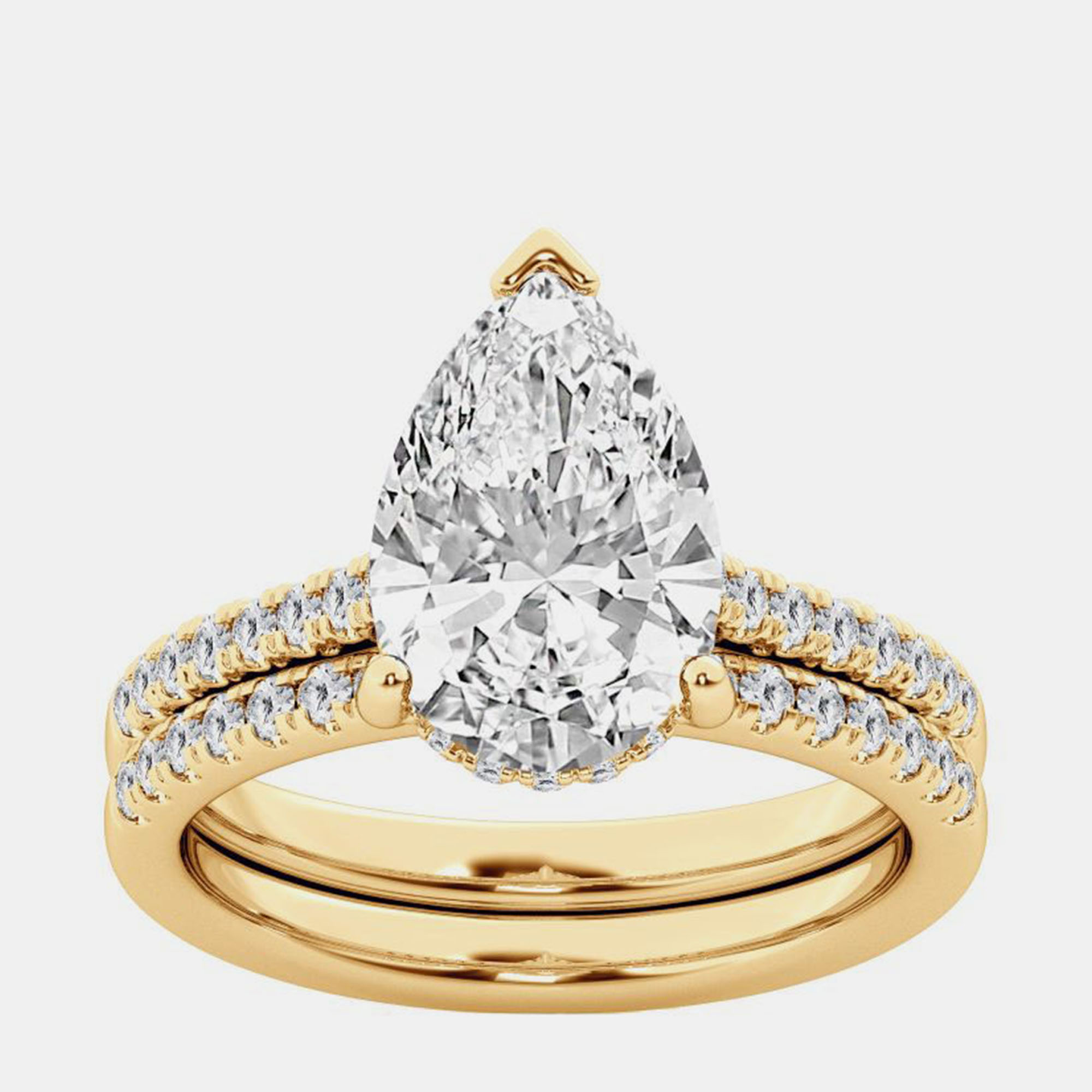 

2 ct 14k Yellow Gold Lab Grown Diamond Bridal Ring Set US 7