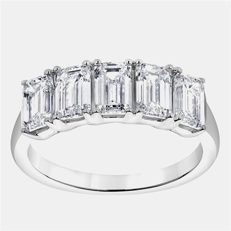 Pre-owned Evolve 1.5 Cts 14k White Gold Lab Grown Diamond 5 Stone Band Us 7