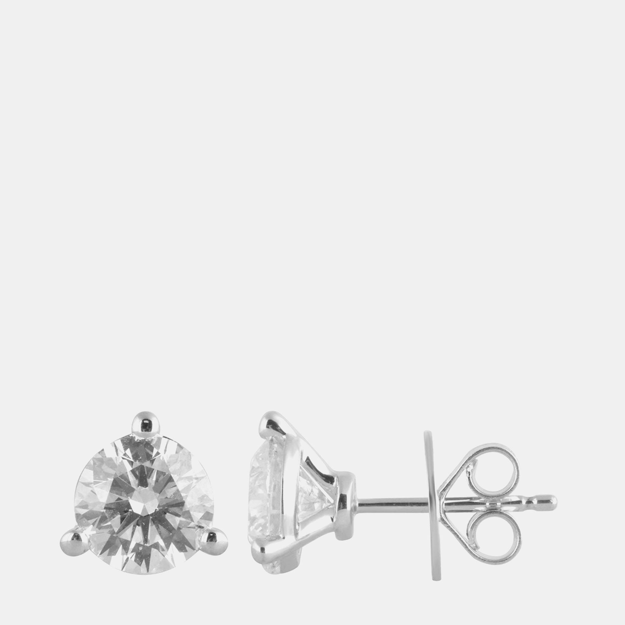 Pre-owned Evolve 0.8ct 14k White Gold Lab Grown Diamond Martini Stud Earring