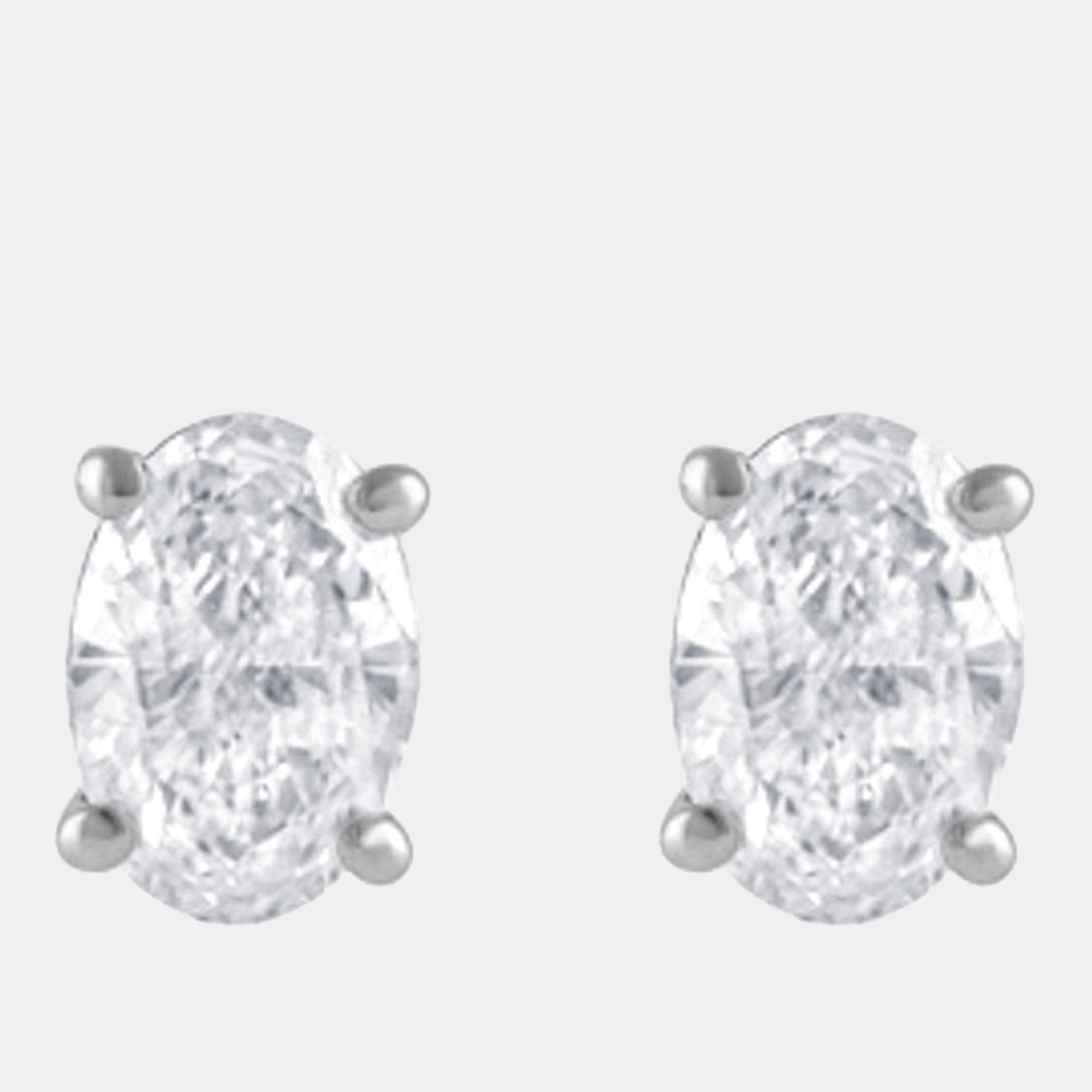 Pre-owned Evolve 0.83ct 14k White Gold Lab Grown Diamond Basic Stud Earring