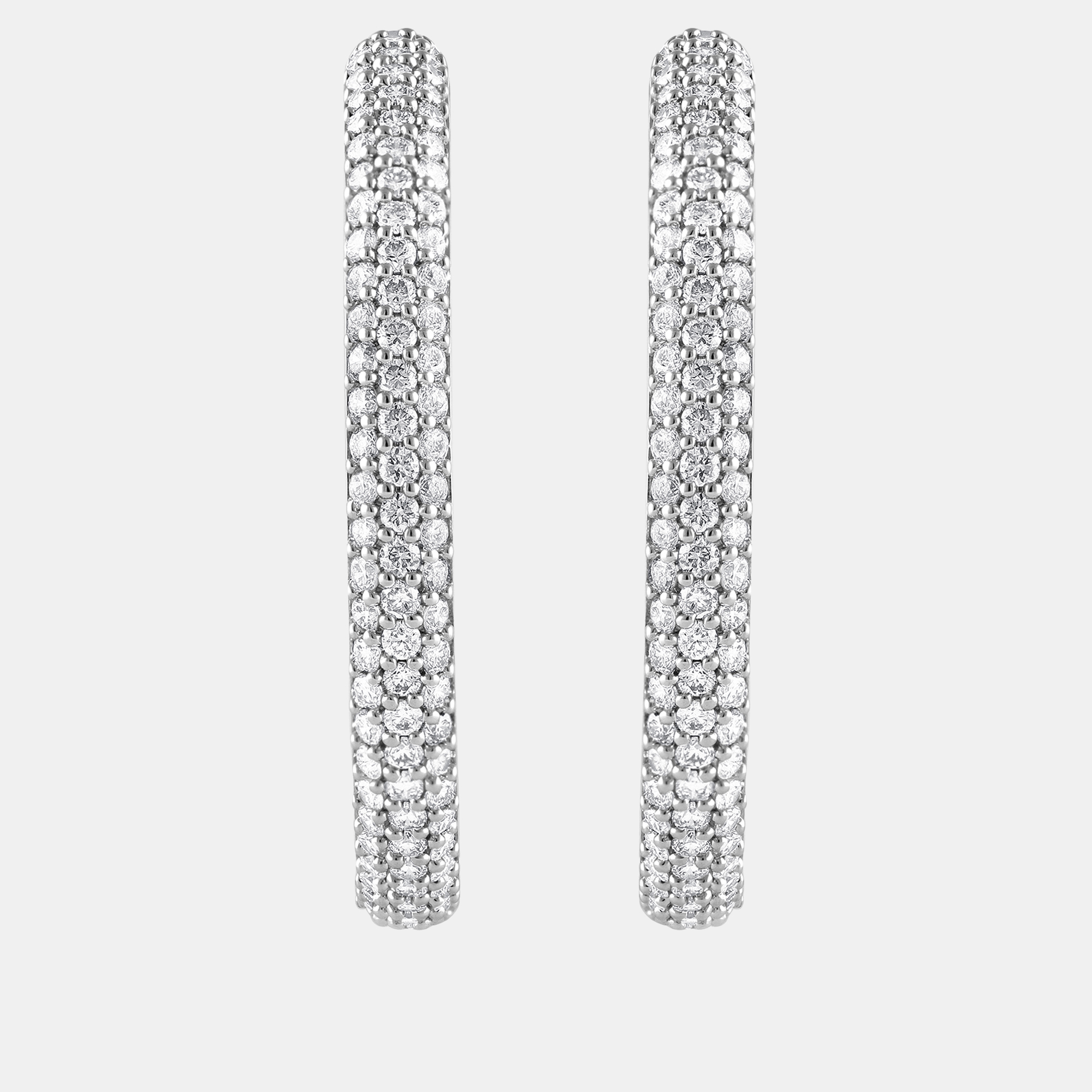 Pre-owned Evolve 3ct 14k White Gold Lab Grown Diamond Hoop Earring