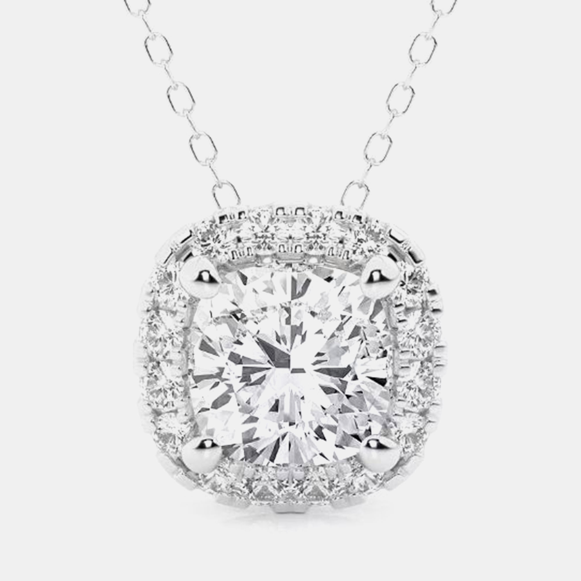 

0.95ct 14k White Gold Lab Grown Diamond Halo Pendant