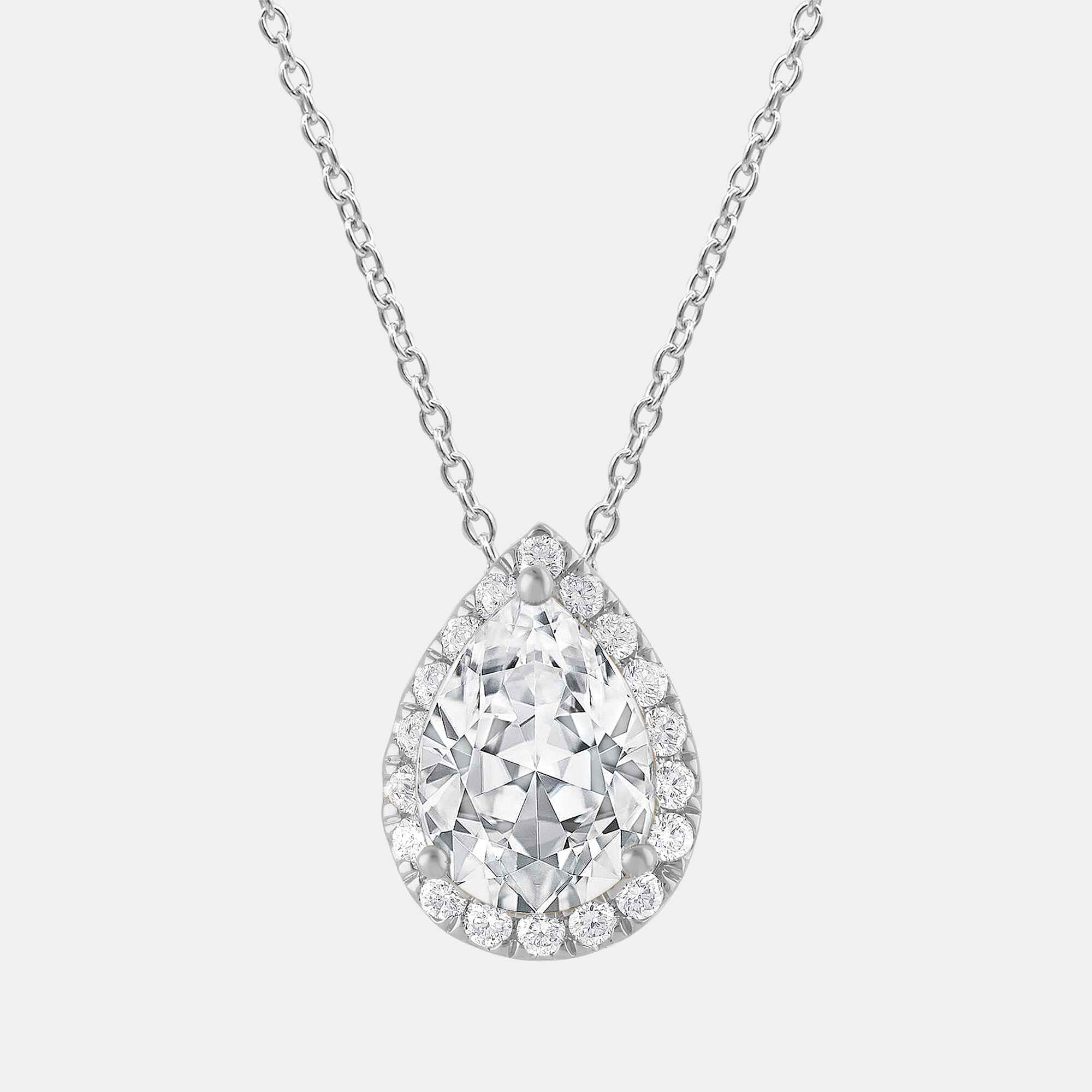 

1.2ct 14k White Gold Lab Grown Diamond Halo Pendant