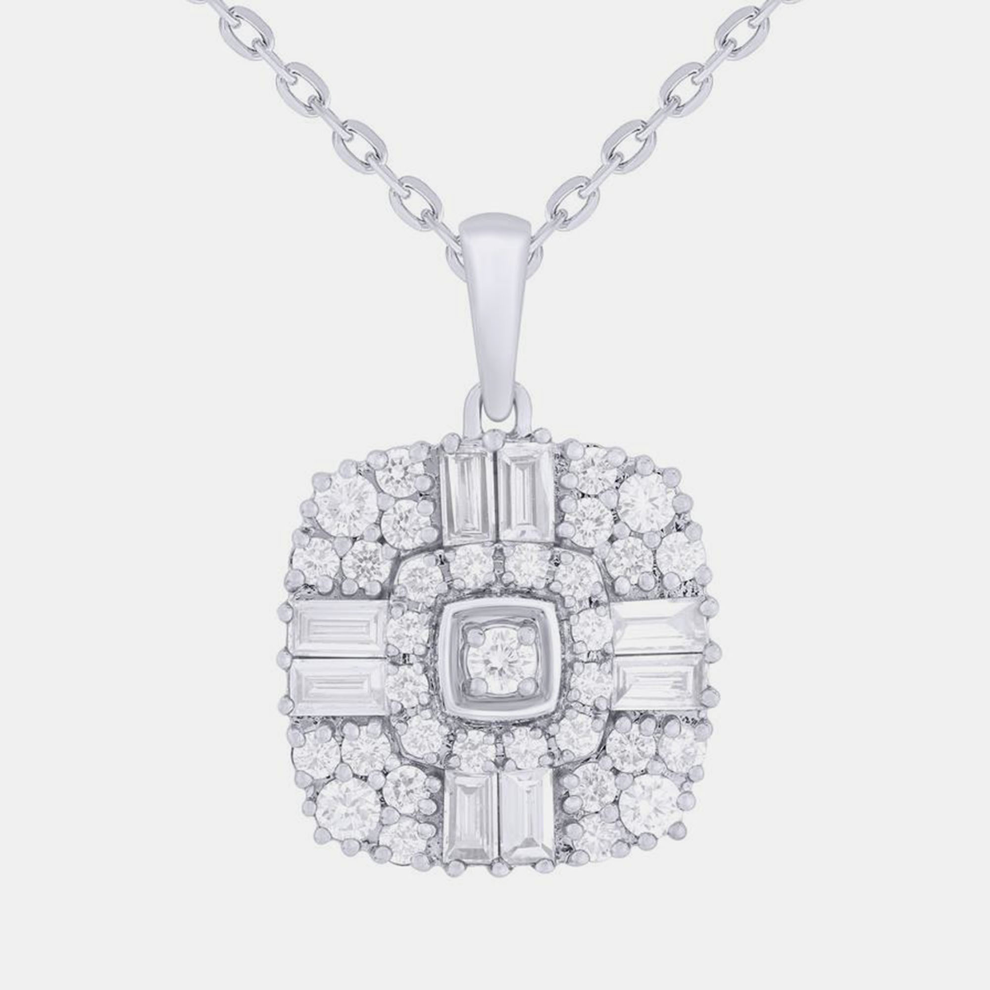 Pre-owned Evolve 0.95ct 14k White Gold Lab Grown Diamond Cluster Pendant