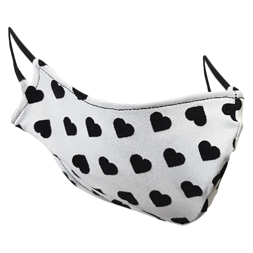 Pre Owned Non-Medical Handmade White Heart Printed Cotton Face Mask - Pack Of 5 (Available for UAE Customers Only)