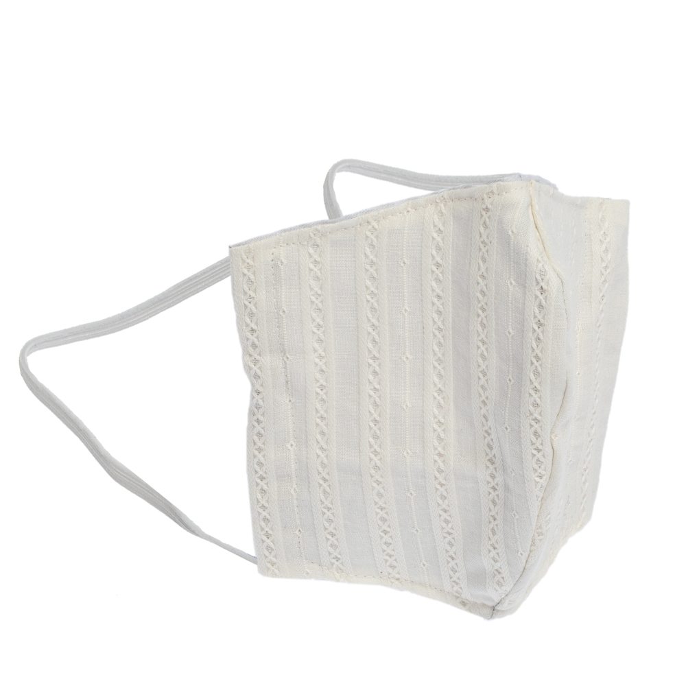 Non-Medical Handmade White Embroidered Cotton Face Mask - Pack Of 2 (Available for UAE Customers Only)