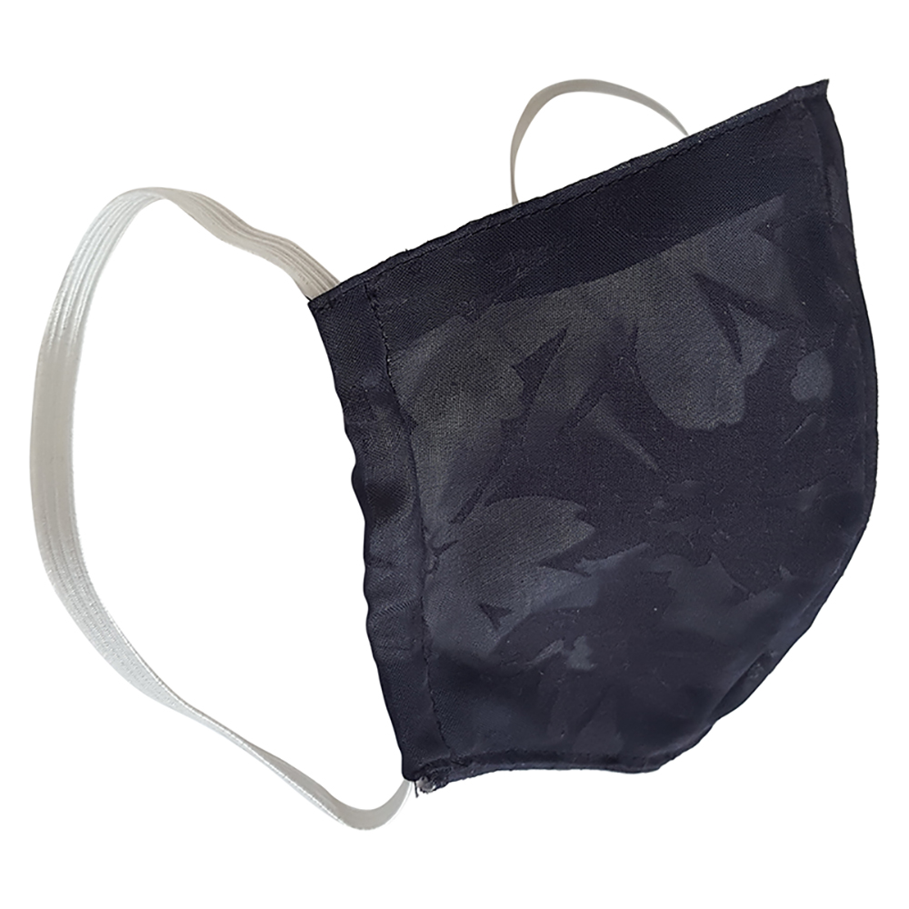 Non-Medical Handmade Dark Navy Blue Floral Printed Cotton Face Mask - Pack Of 2 (Available for UAE Customers Only)