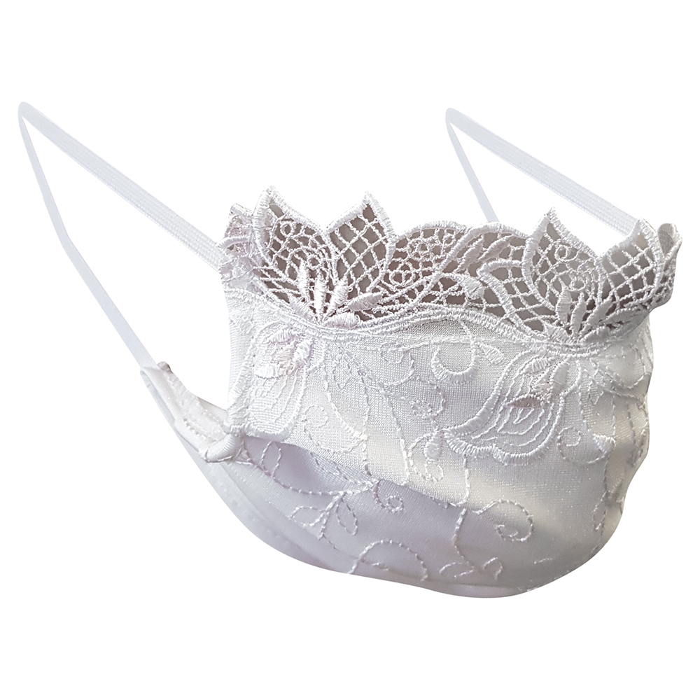 Pre Owned Non-Medical Handmade White Embroidered Lace and Cotton Face Mask - Pack Of 10 (Available for UAE Customers Only)