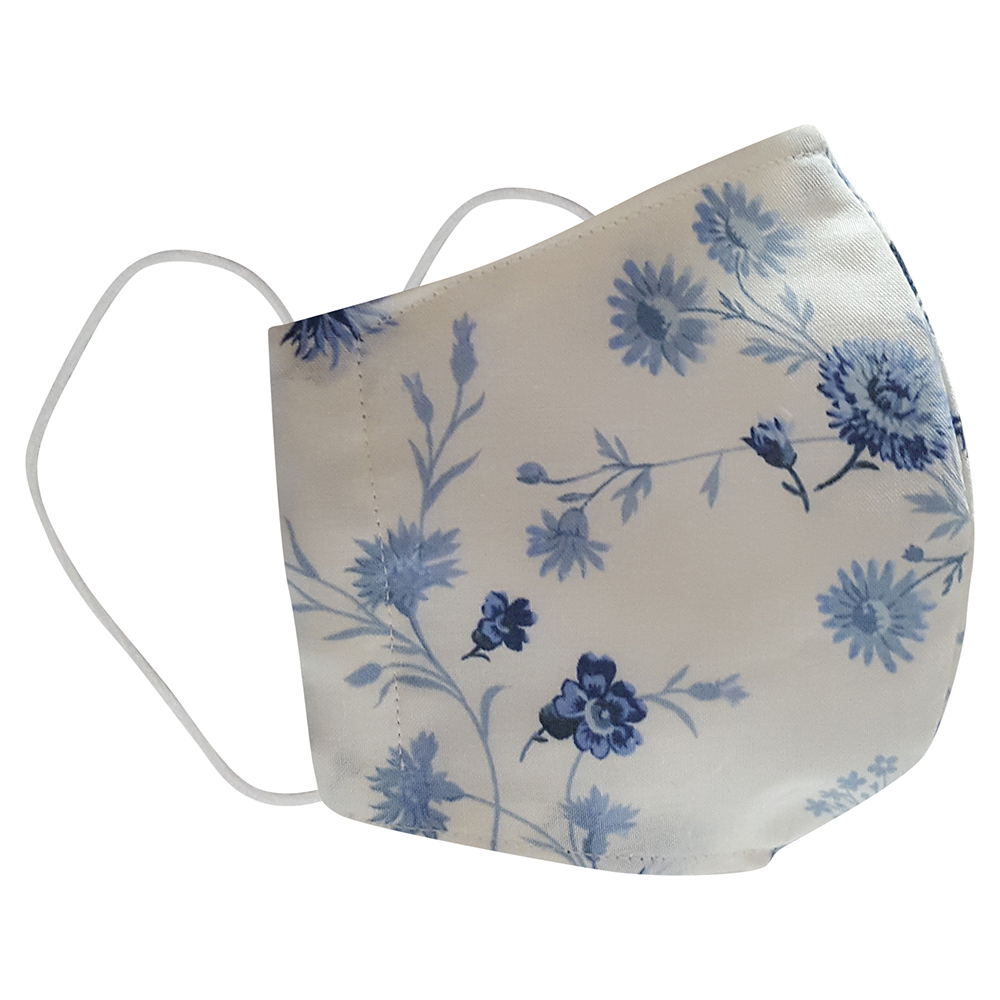 blue floral mask