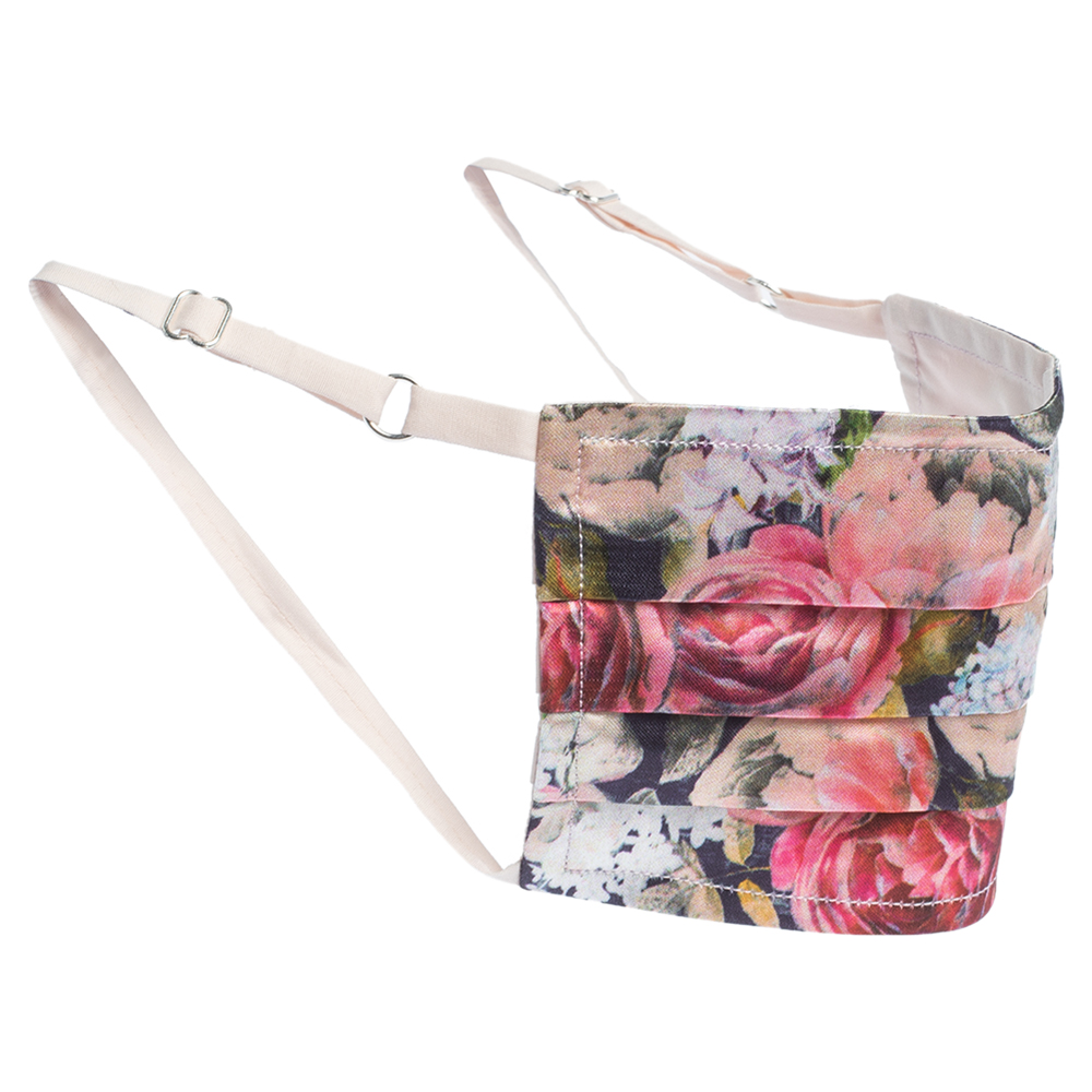 Collars & Cuffs Non-Medical Handmade Pink Peonies Face Mask (Available for UAE Customers Only)