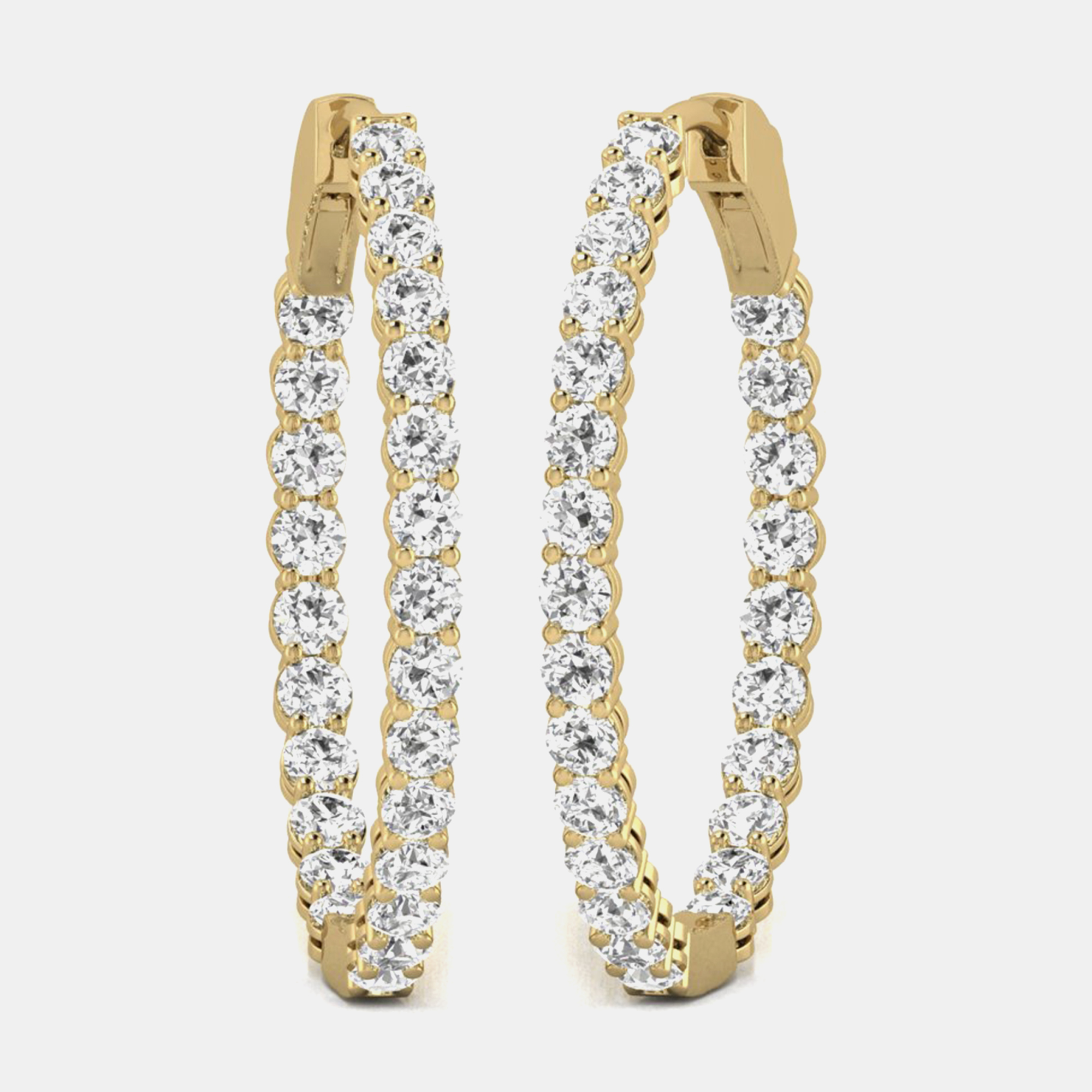 

14K Yellow Gold Lab Grown Diamond Inside Out Hoop Earrings (3.00 Ct)
