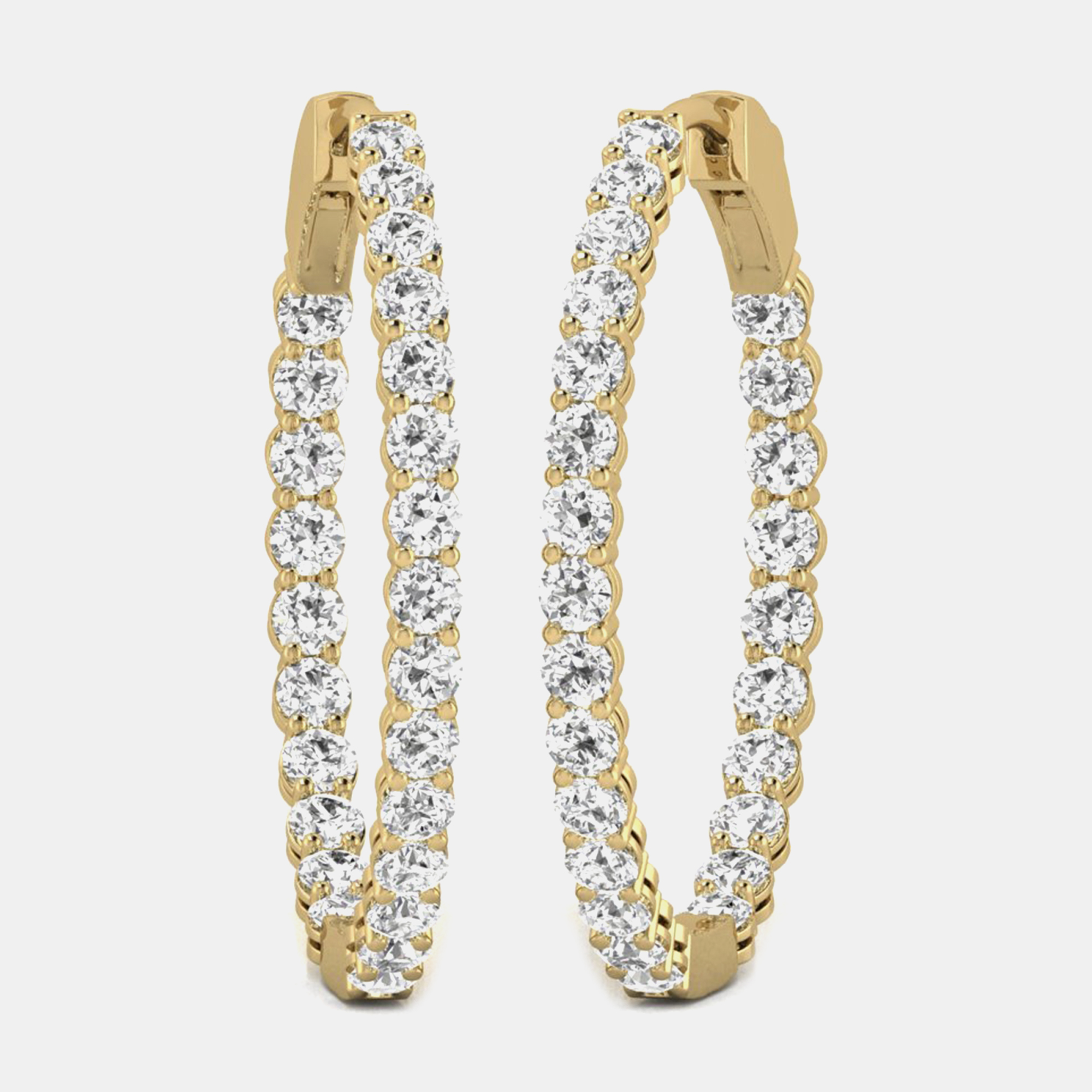 

14K Yellow Gold Lab Grown Diamond Inside Out Hoop Earrings (5.00 Ct)