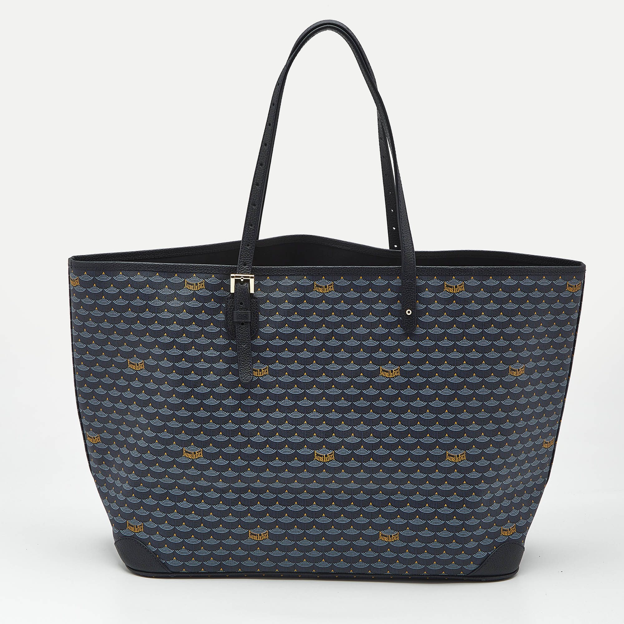 Pre-owned Fauré Le Page Navy Blue Coated Canvas And Leather Daily Battle 41 Tote