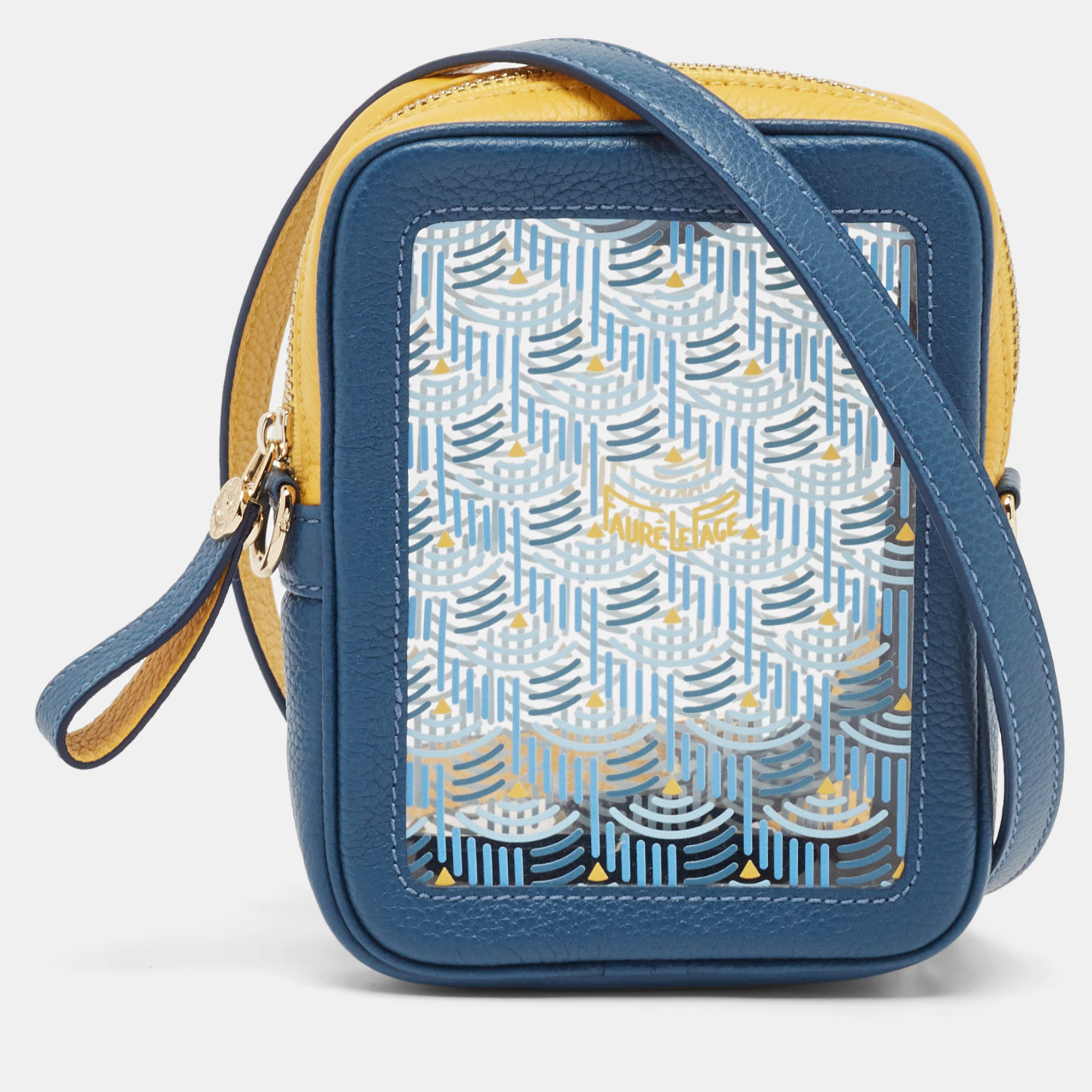 

Faure Le Page Blue/Yellow Leather and PVC Phone Pouch Crossbody Bag