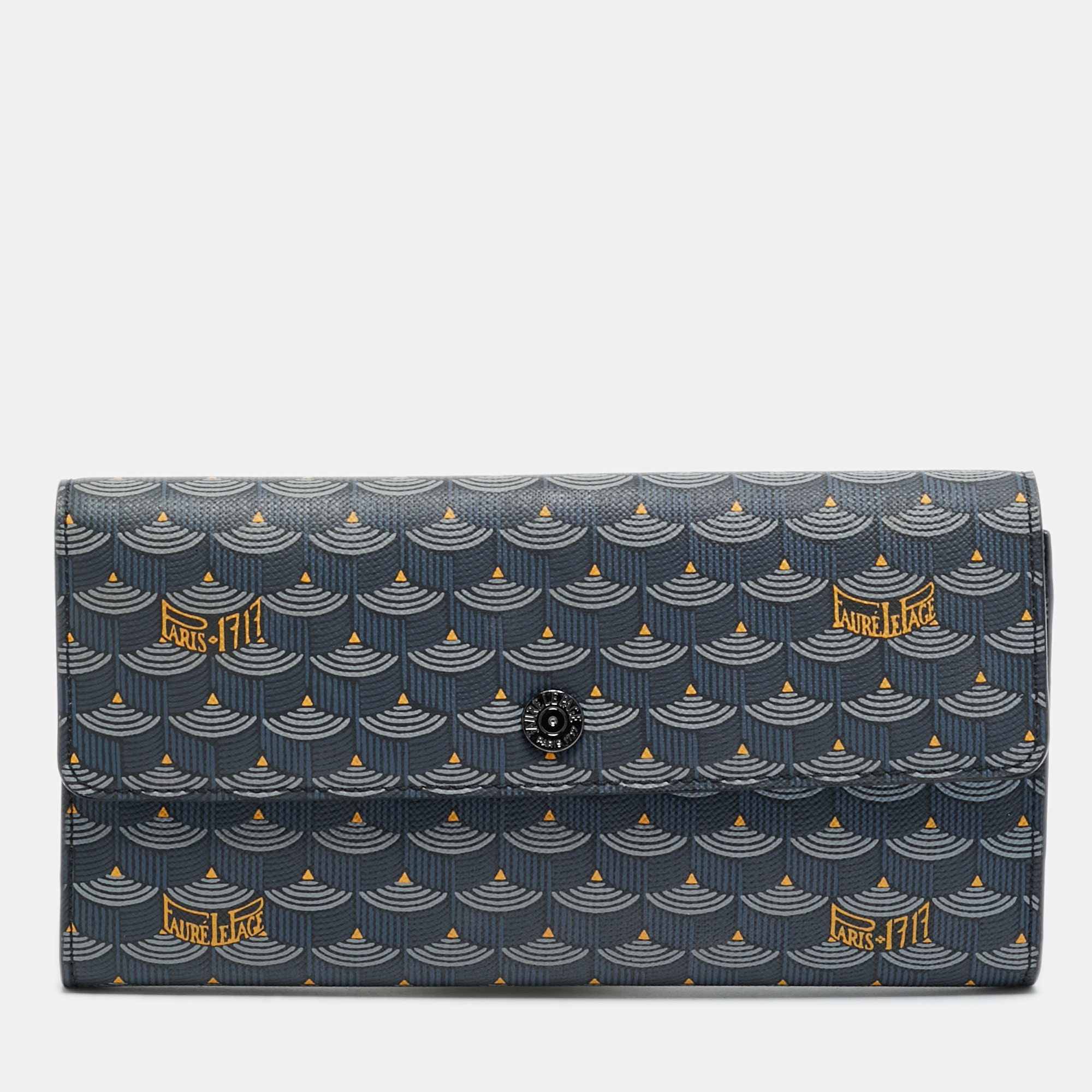 

Faure Le Page Blue/Black Coated Canvas Continental Flap Wallet