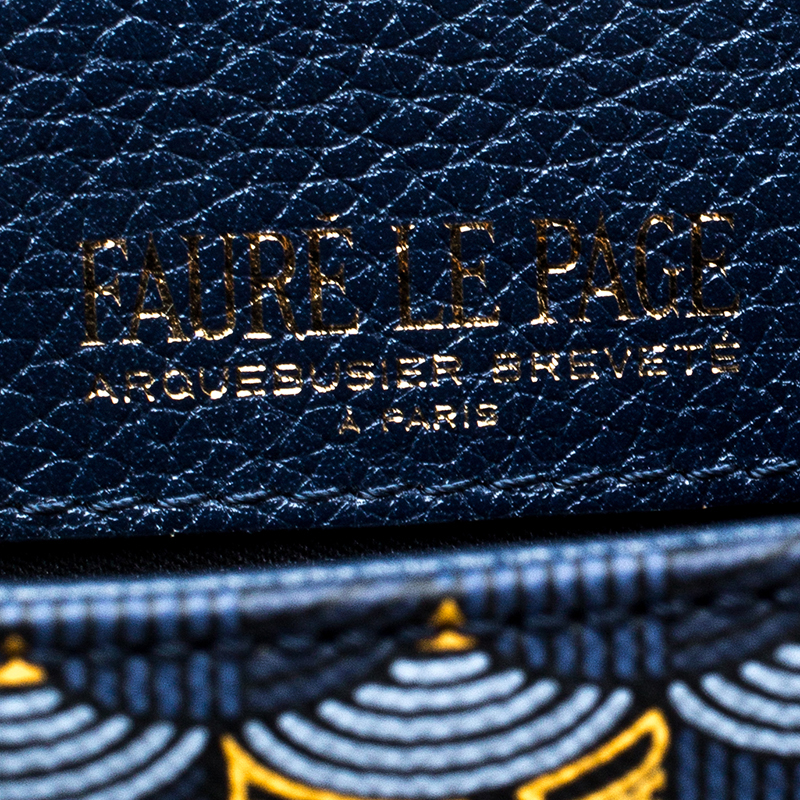 Fauré Le Page - Carry on 24 Pouch - Paris Blue Scale Canvas & Navy Leather