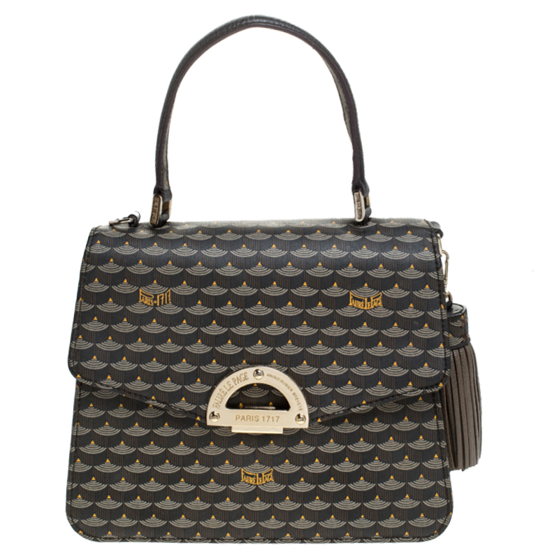 Fauré Le Page Grey Coated Canvas Parade Top Handle Bag