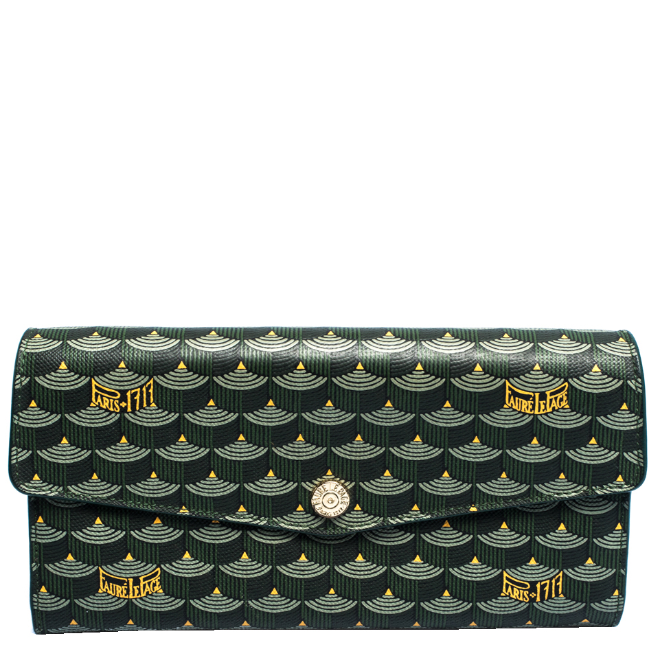 Faure Le Page Green Coated Canvas Continental Wallet