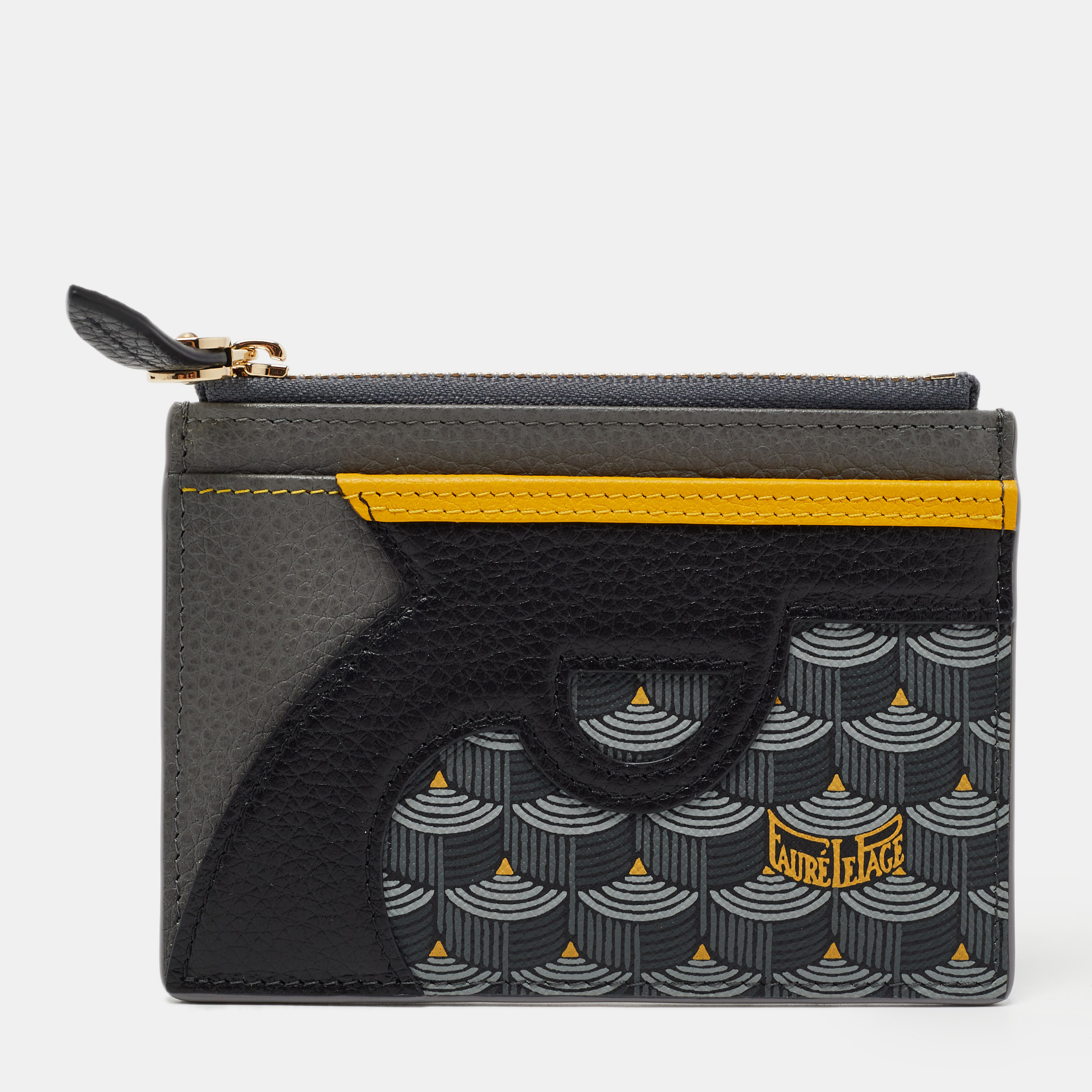 Faure Le Page Multicolor Coated Canvas and Leather Zip Card Holder