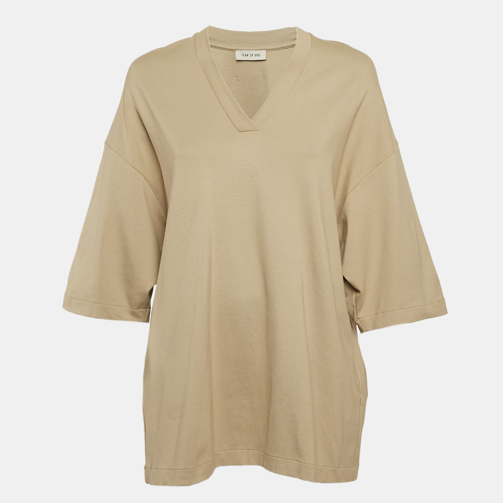 

Fear of God Dark Beige Knit V-Neck Oversized T-Shirt XS