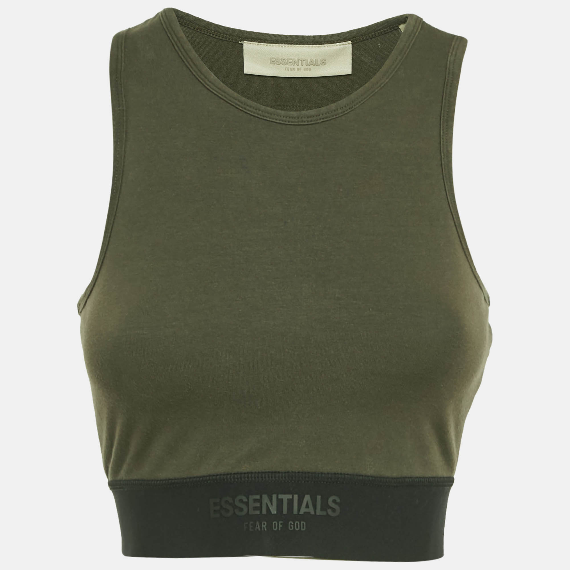 

Fear of God Essentials Military Green Cotton Knit Sport Tank Top S