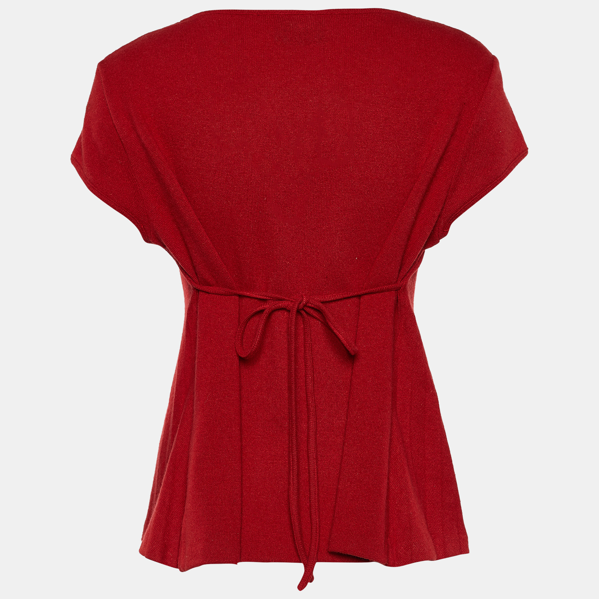 

Fendi Jeans Vintage Red Wool Knit Back Tie Detail Top