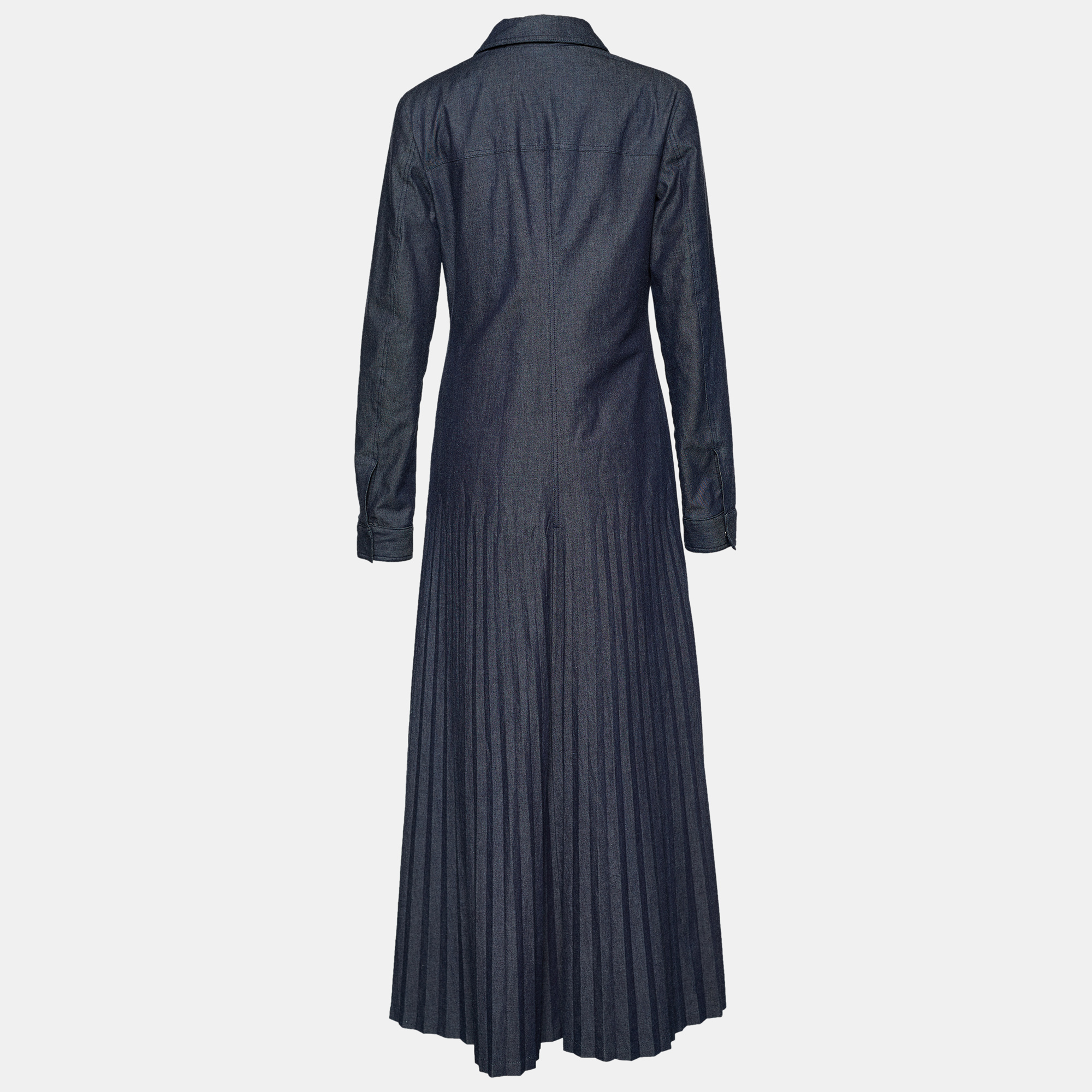 

Fendi Jeans Vintage Blue Denim Pleated Long Coat